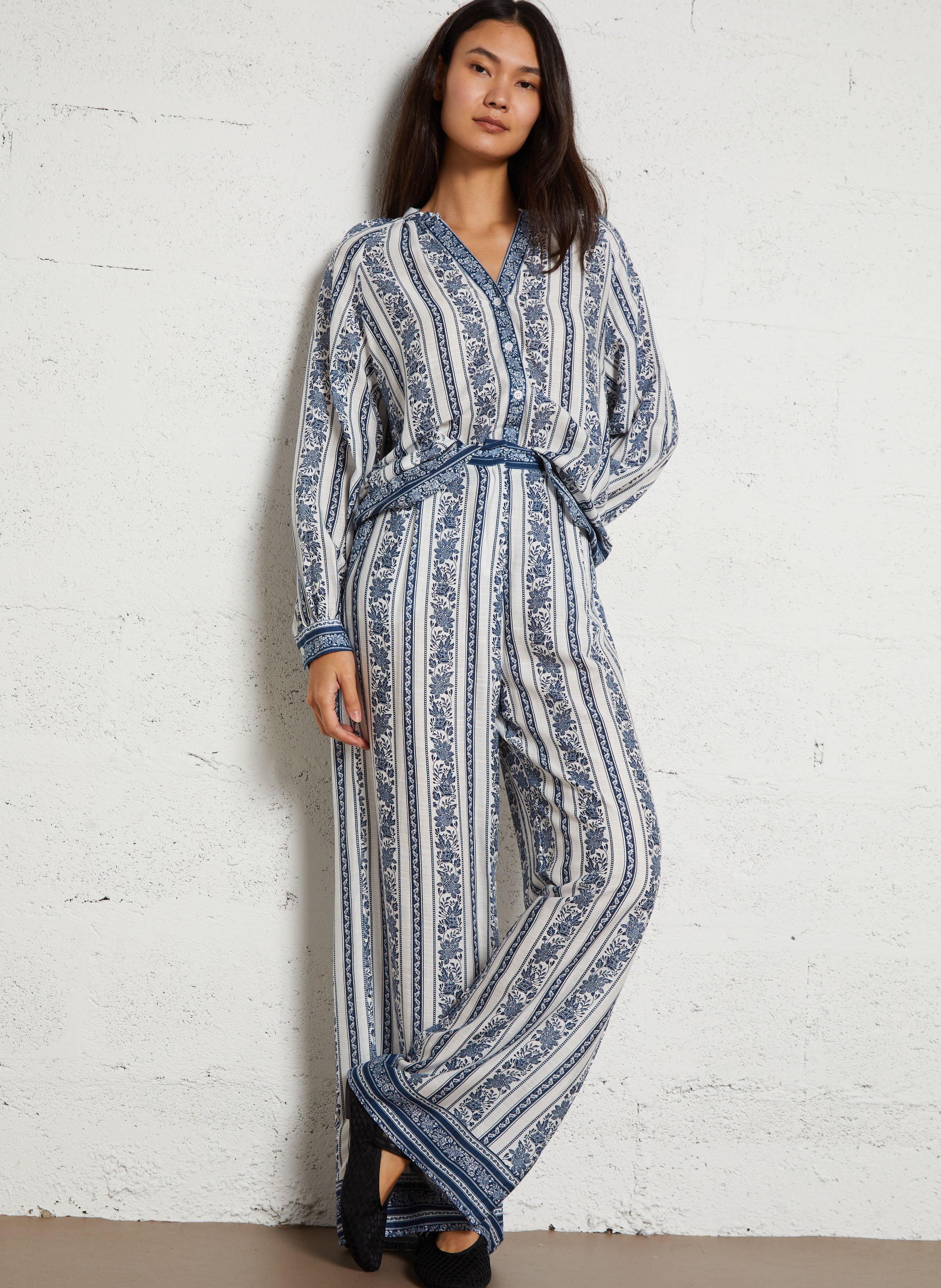 Pantalon droit imprimé LA PETITE ETOILE Bleu