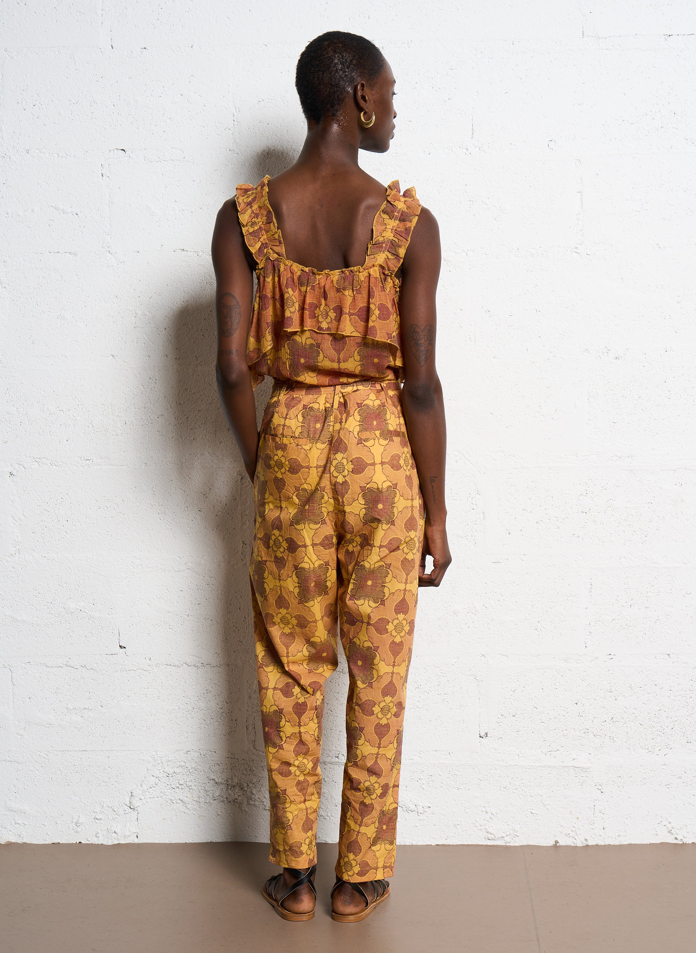 Baumwoll-Top mit eckigem Ausschnitt ANTIK BATIK Braun