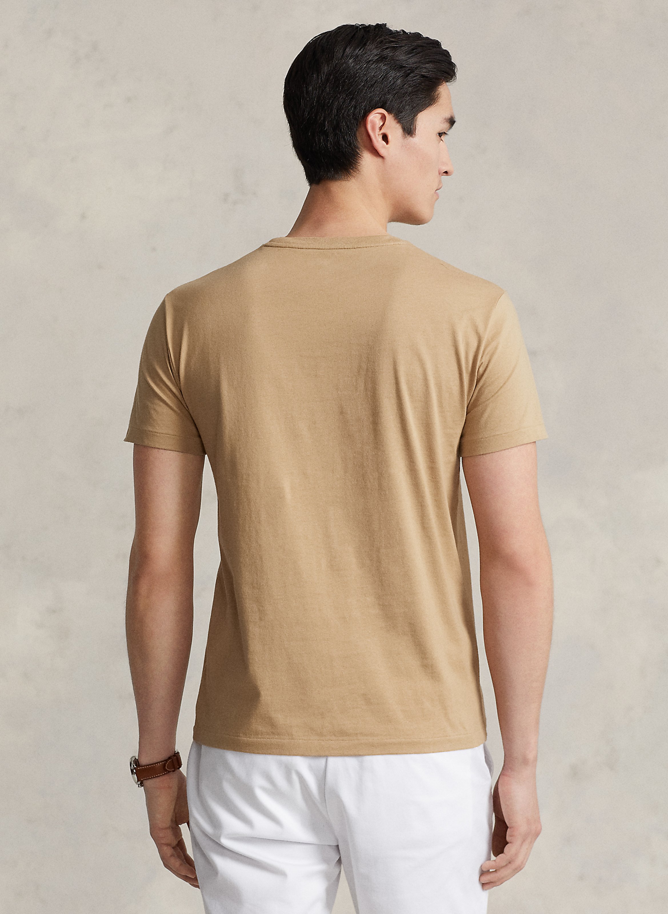 Tee-shirt col rond slim-fit en coton POLO RALPH LAUREN Beige