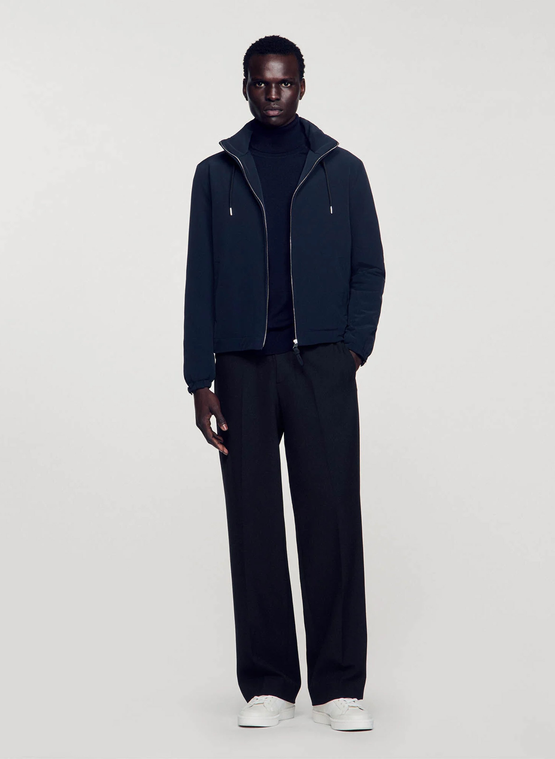 Blouson zippé à capuche SANDRO Bleu