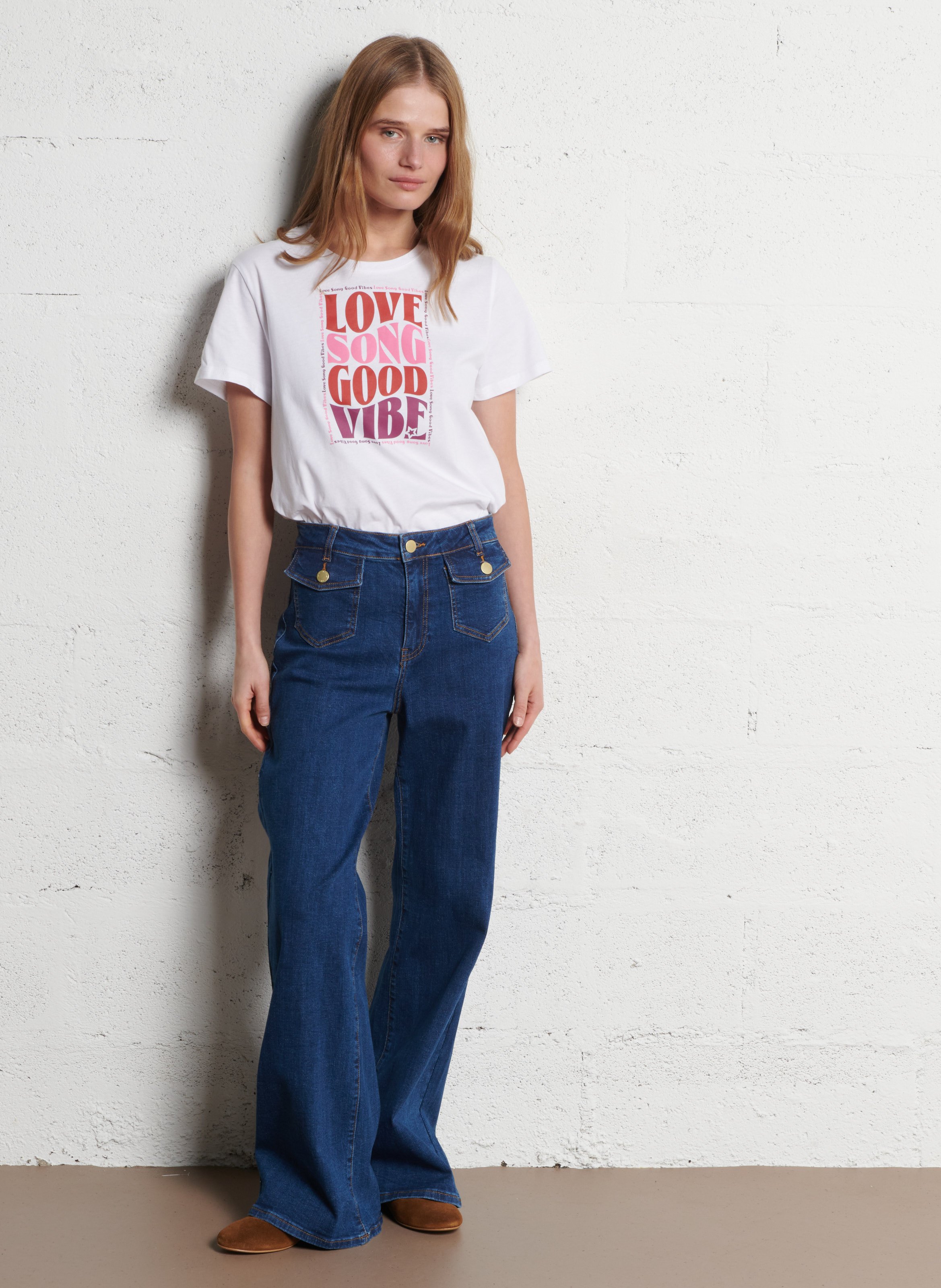 Jean flare en coton mélangé LA PETITE ETOILE Jean brut