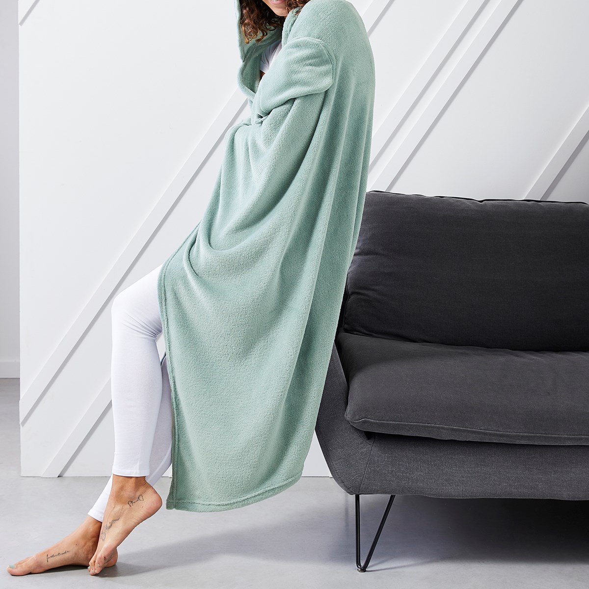 Plain hooded throw TODAY LINGE DE MAISON Green