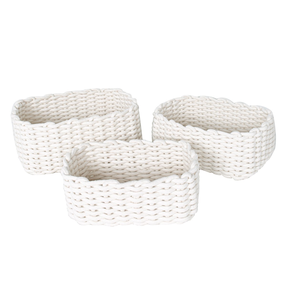 Set of 3 cotton rope baskets FACTORY White
