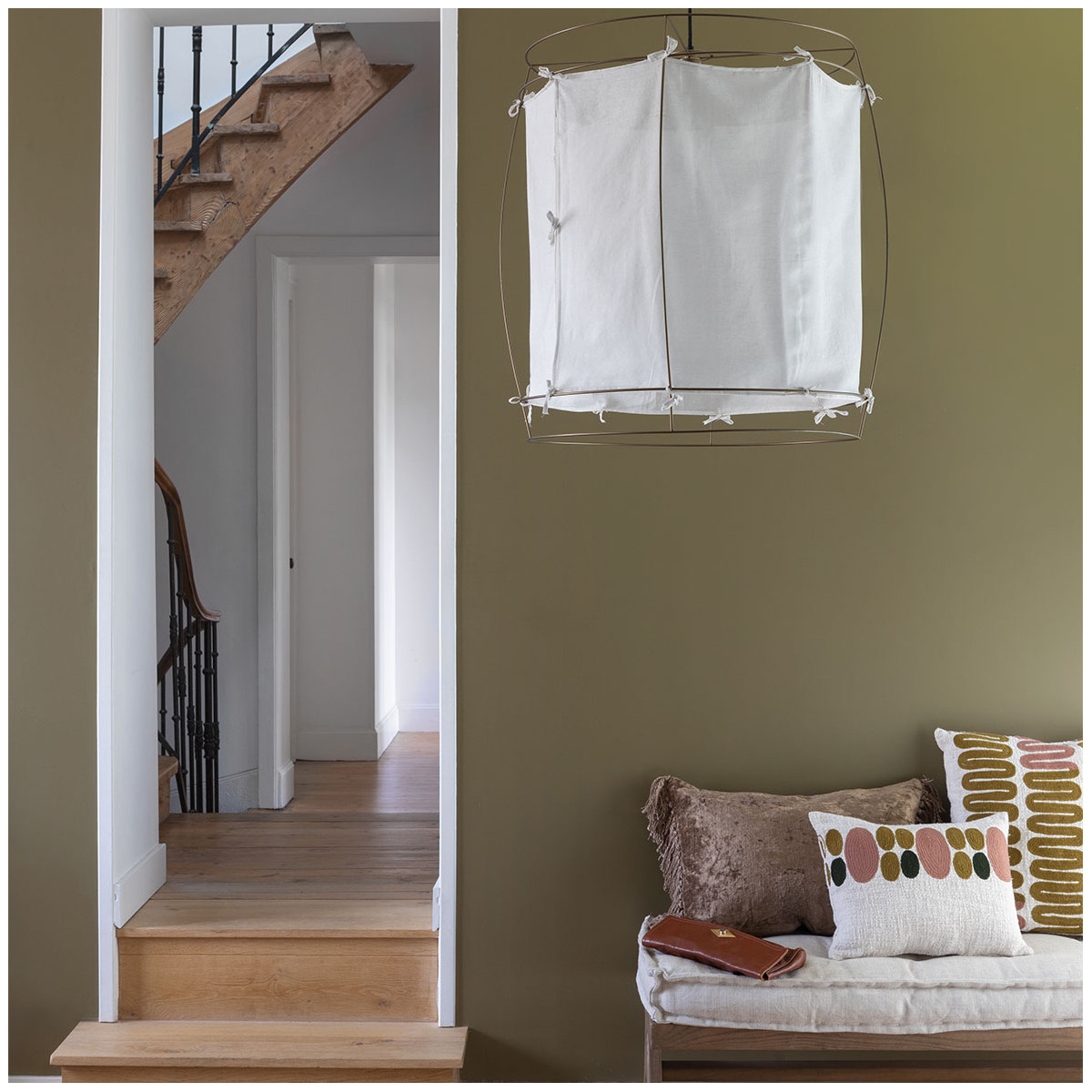 Embroidered polycotton cushion cover BLANC D'IVOIRE Multicolored