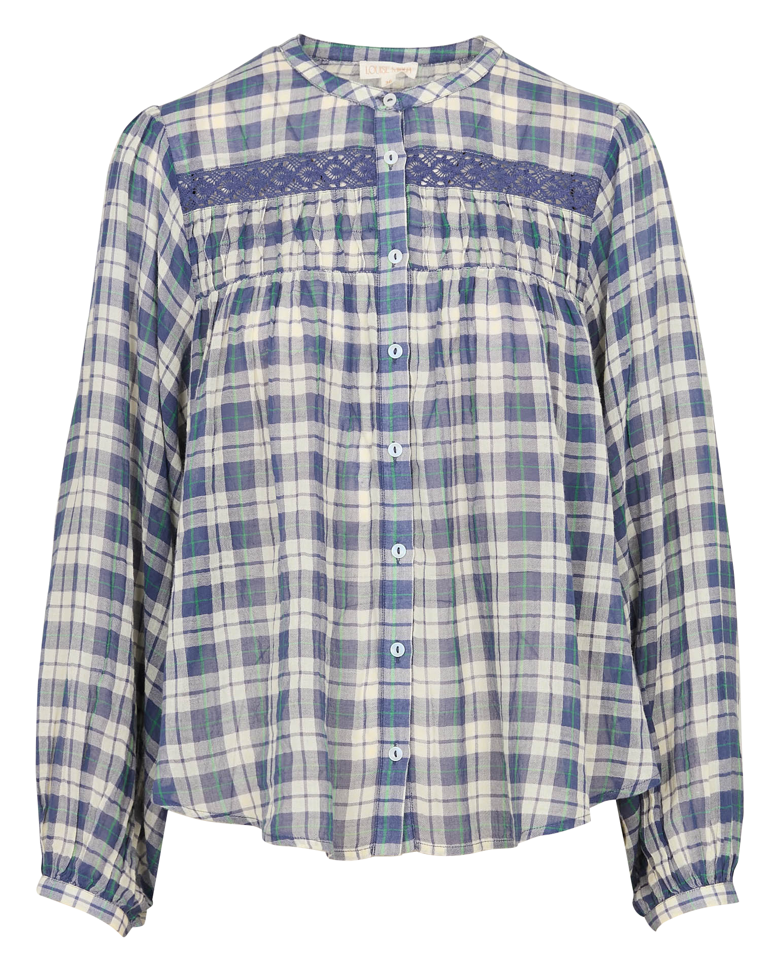 Round-neck checked blouse LOUISE MISHA Blue