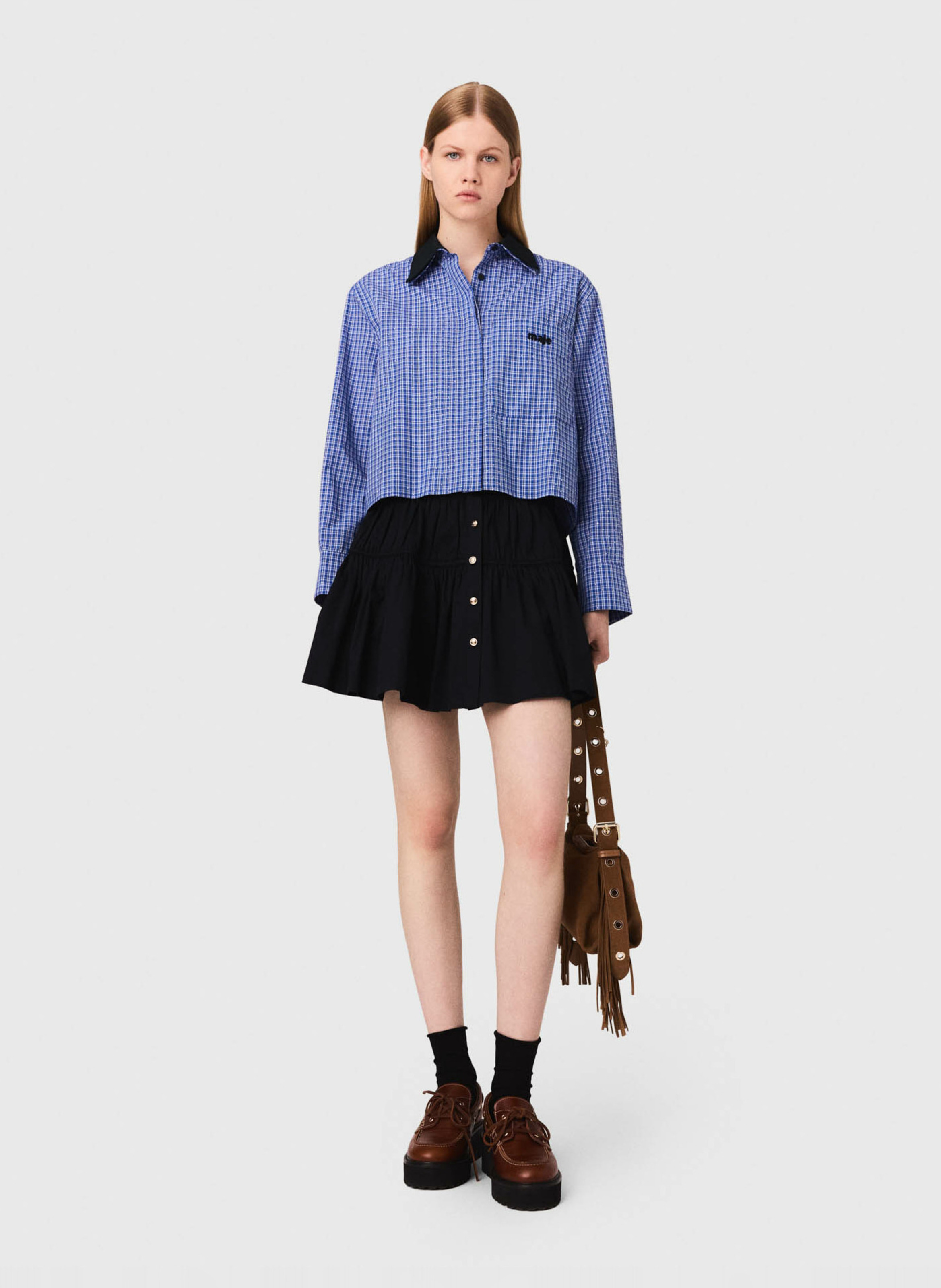 Chemise col classique en coton MAJE Bleu