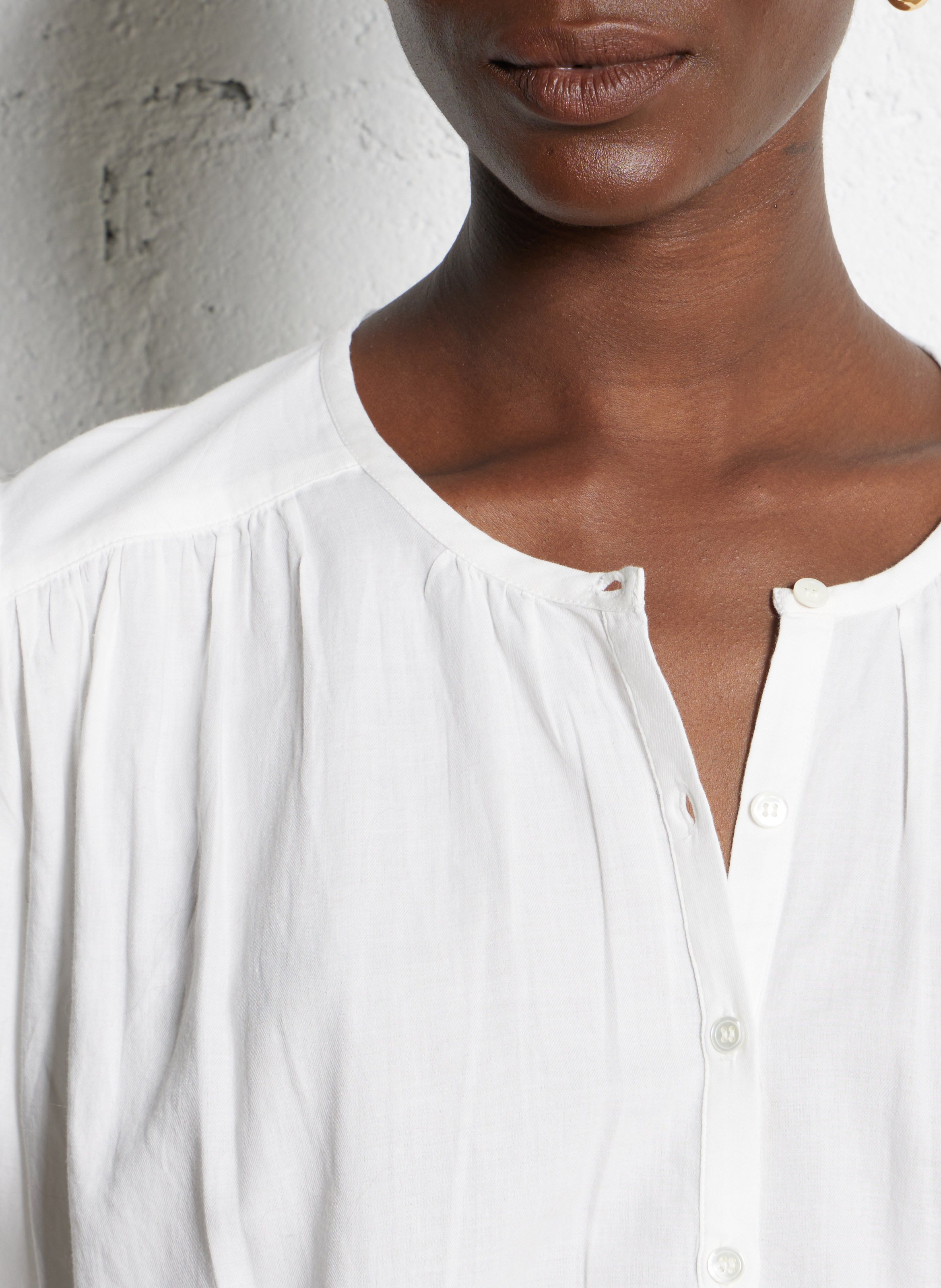 Round-neck cotton blouse DES PETITS HAUTS Beige