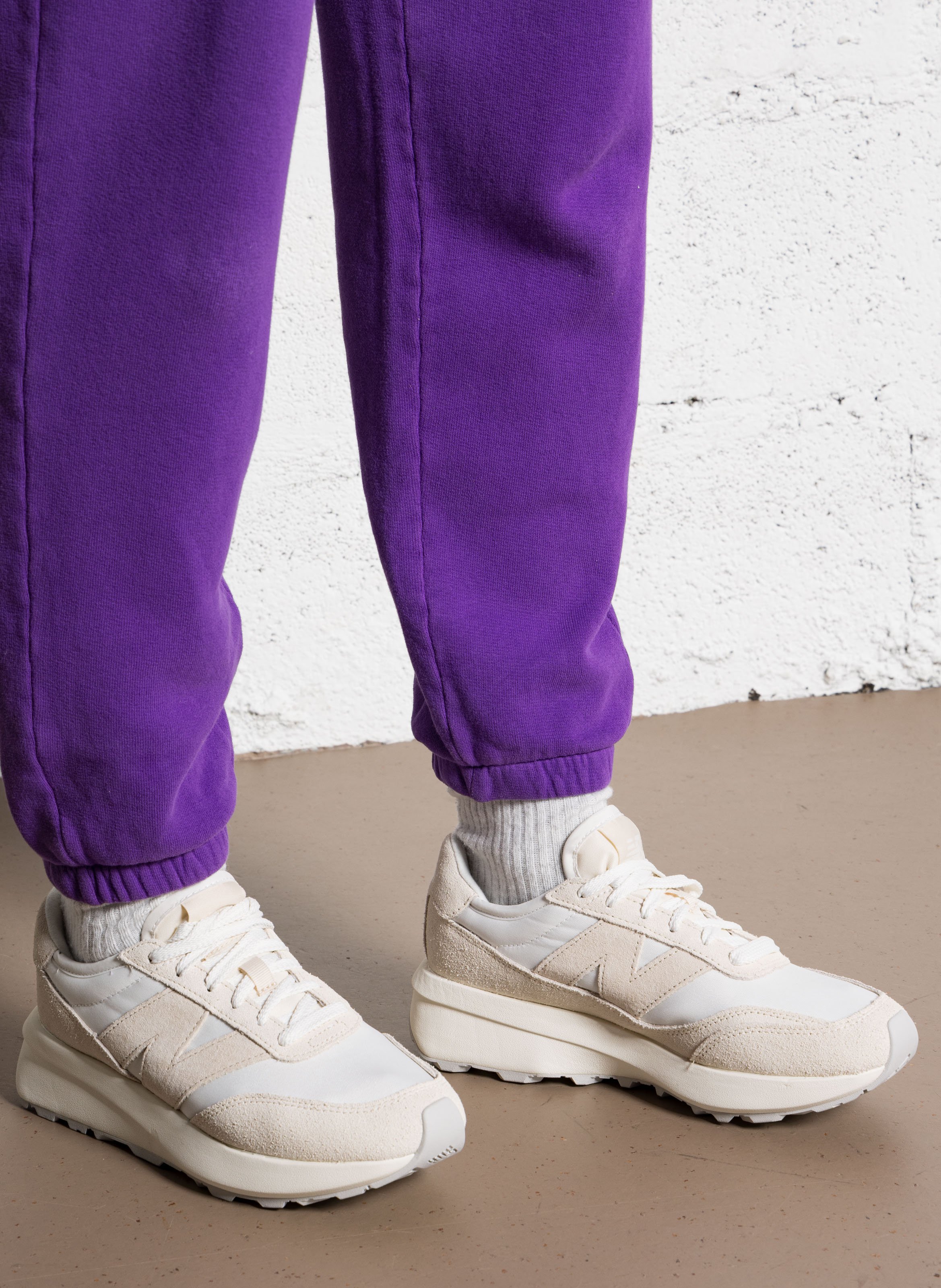 Low-top leather mix sneakers NEW BALANCE White