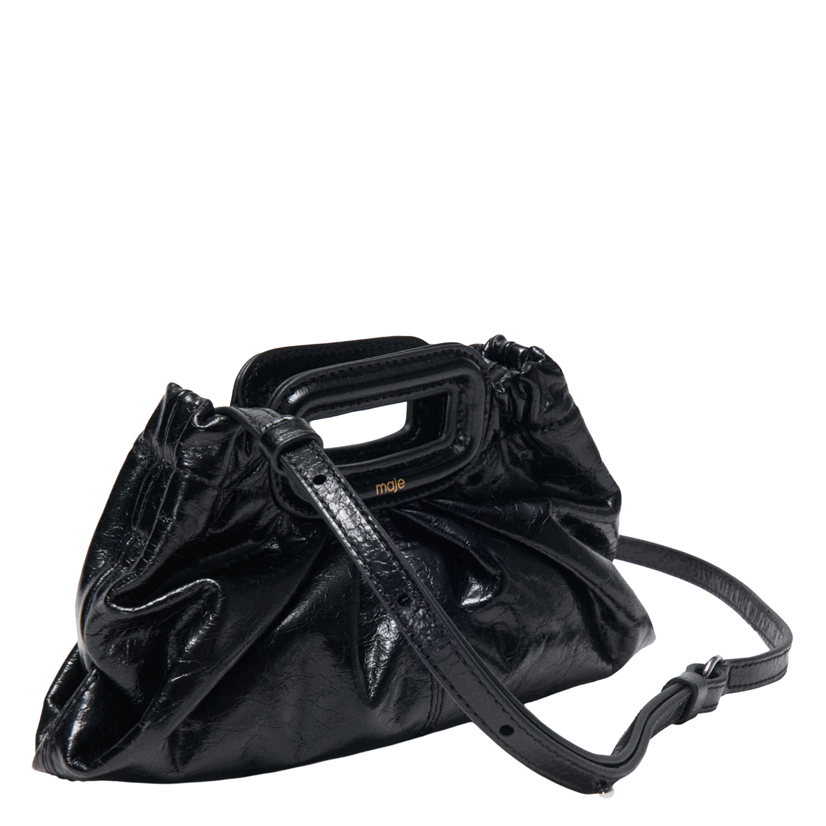 Pochette en cuir craquelé MAJE Noir