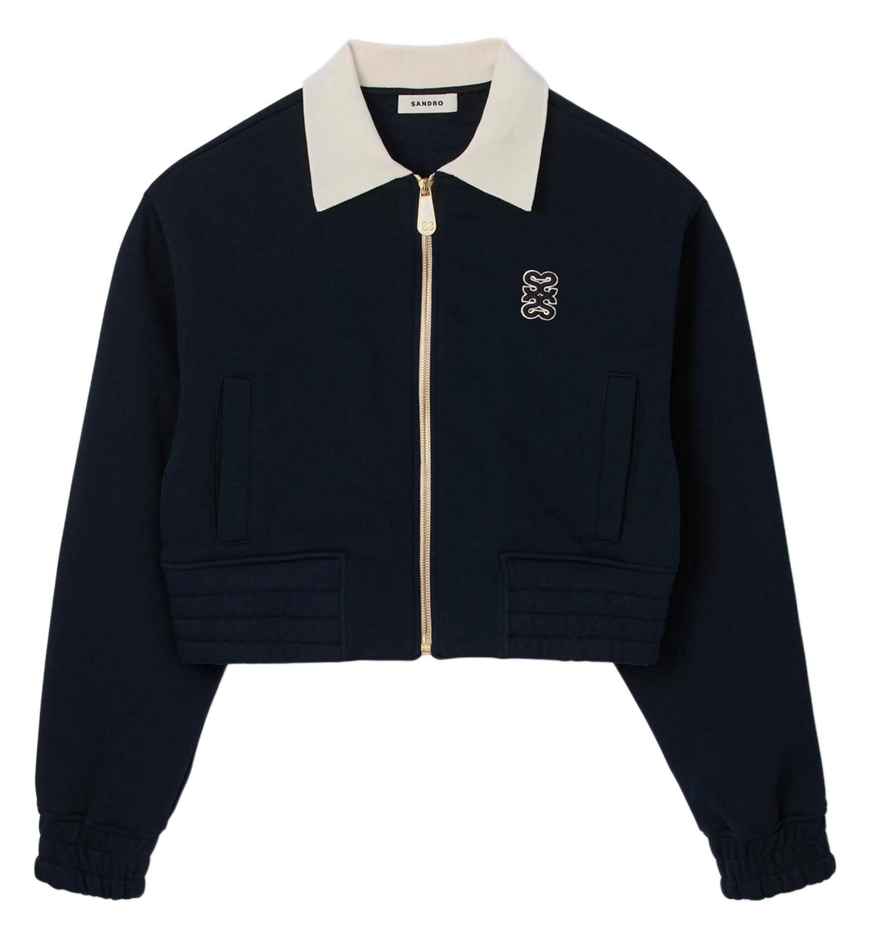 Sweat droit col classique en coton mélangé SANDRO Bleu