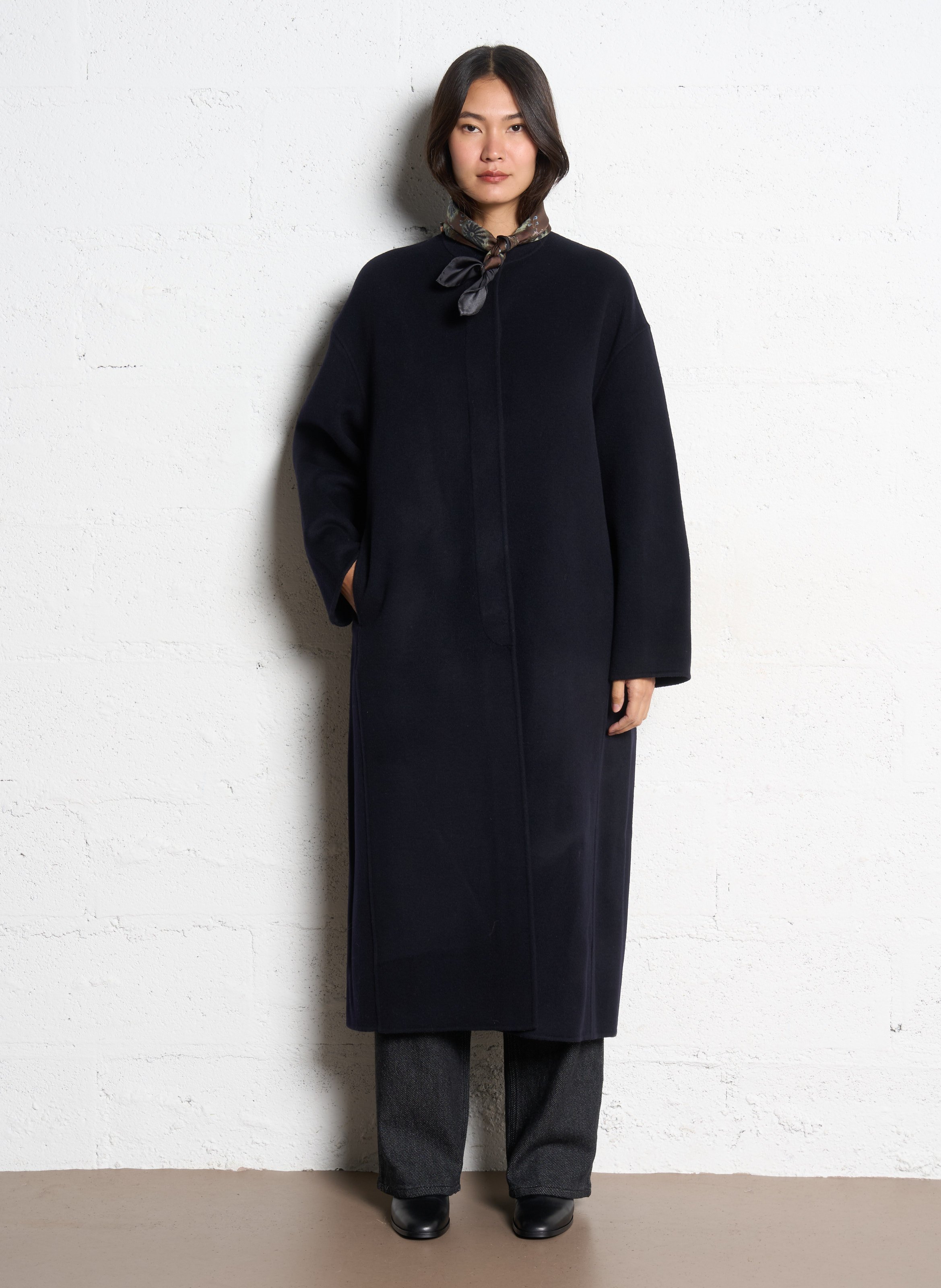 Manteau oversize en laine mélangée SOEUR Bleu