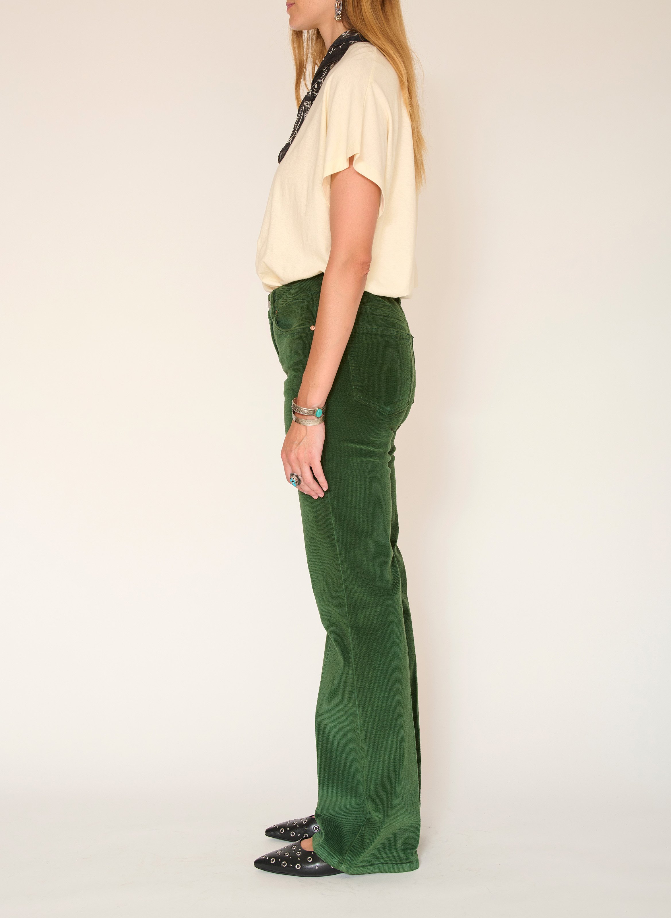 Pantalon boot-cut en coton mélangé MKT Vert