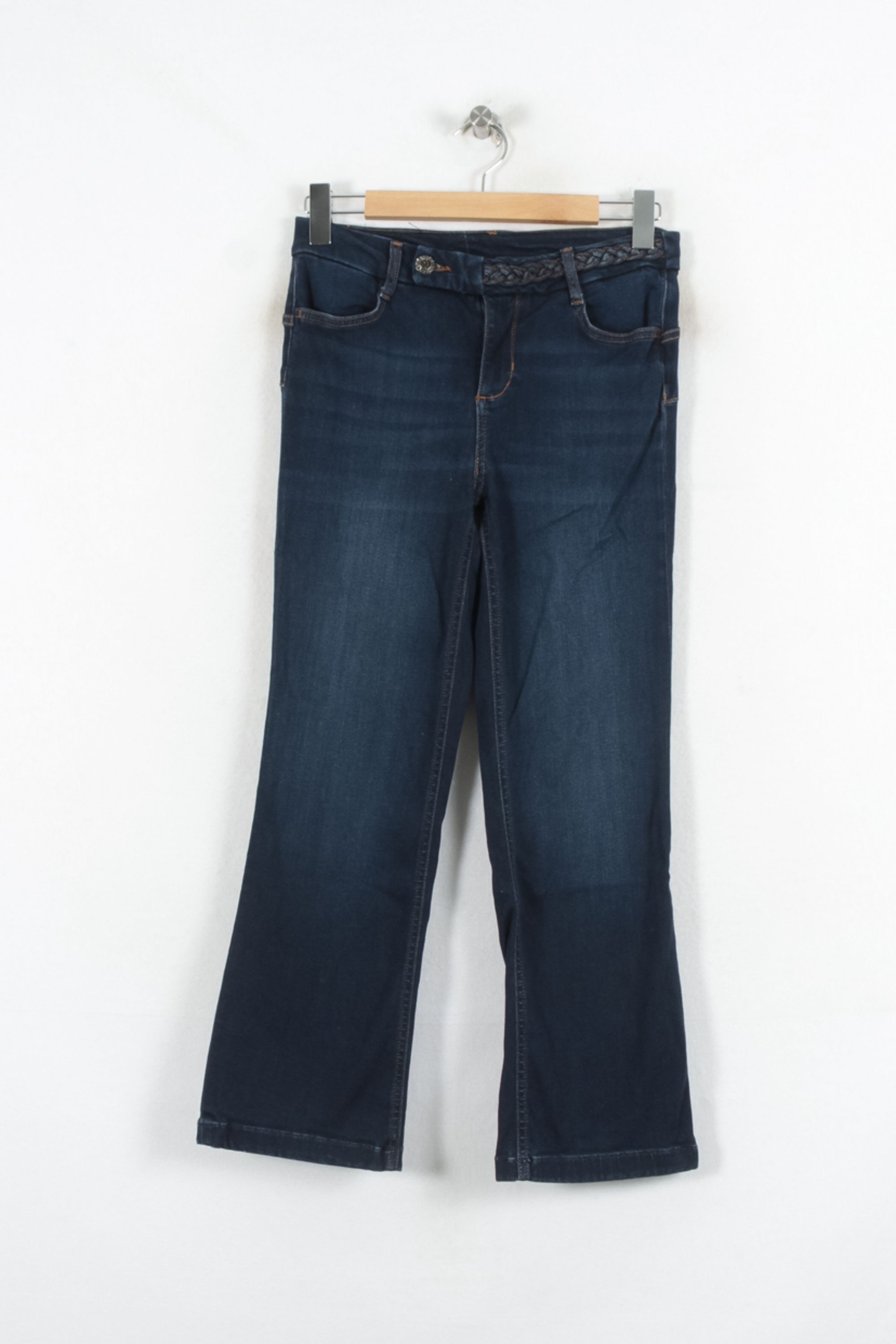 Cropped slim jeans with studs LIU JO - SECONDE MAIN Blue