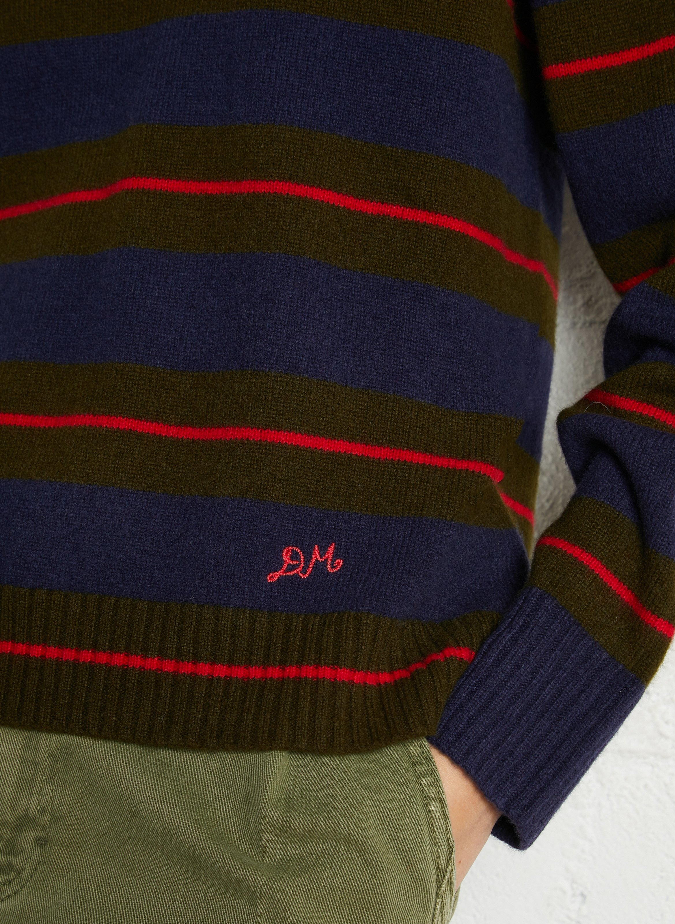 Pull col v à rayures en laine DAMSON MADDER Kaki