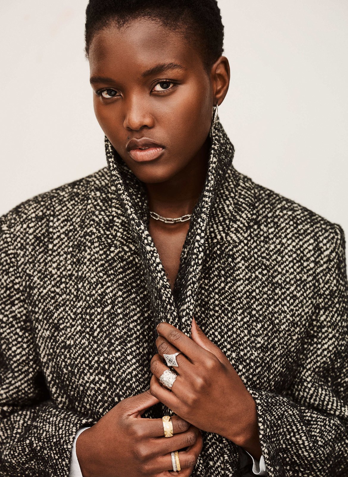 Manteau long en maille bicolore BA&SH Noir