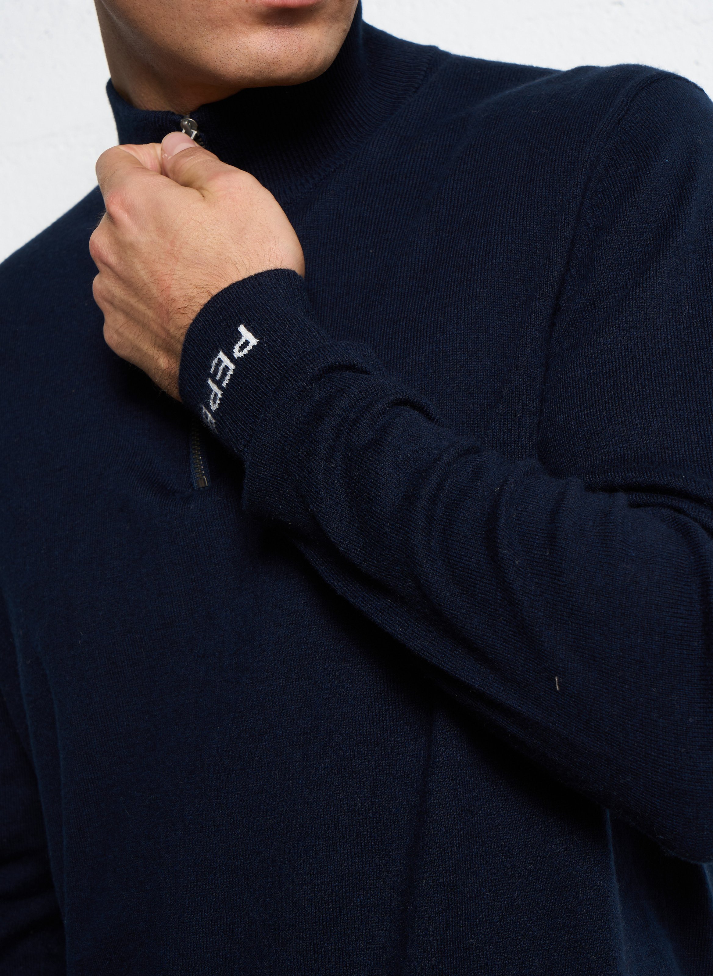 Pull droit col montant en coton et cachemire PEPE JEANS Bleu