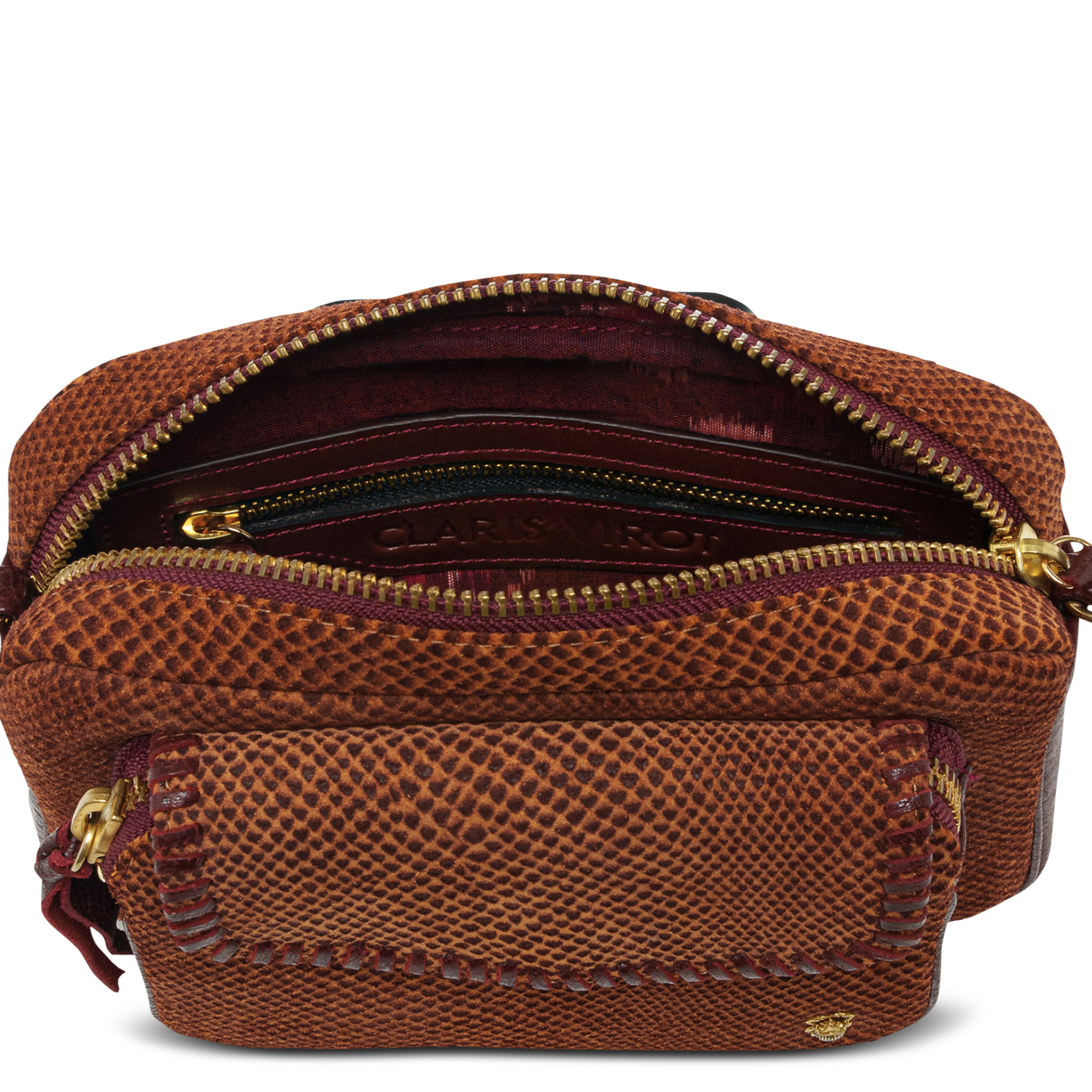 Sac bandoulière en cuir mélangé CLARIS VIROT Rouge