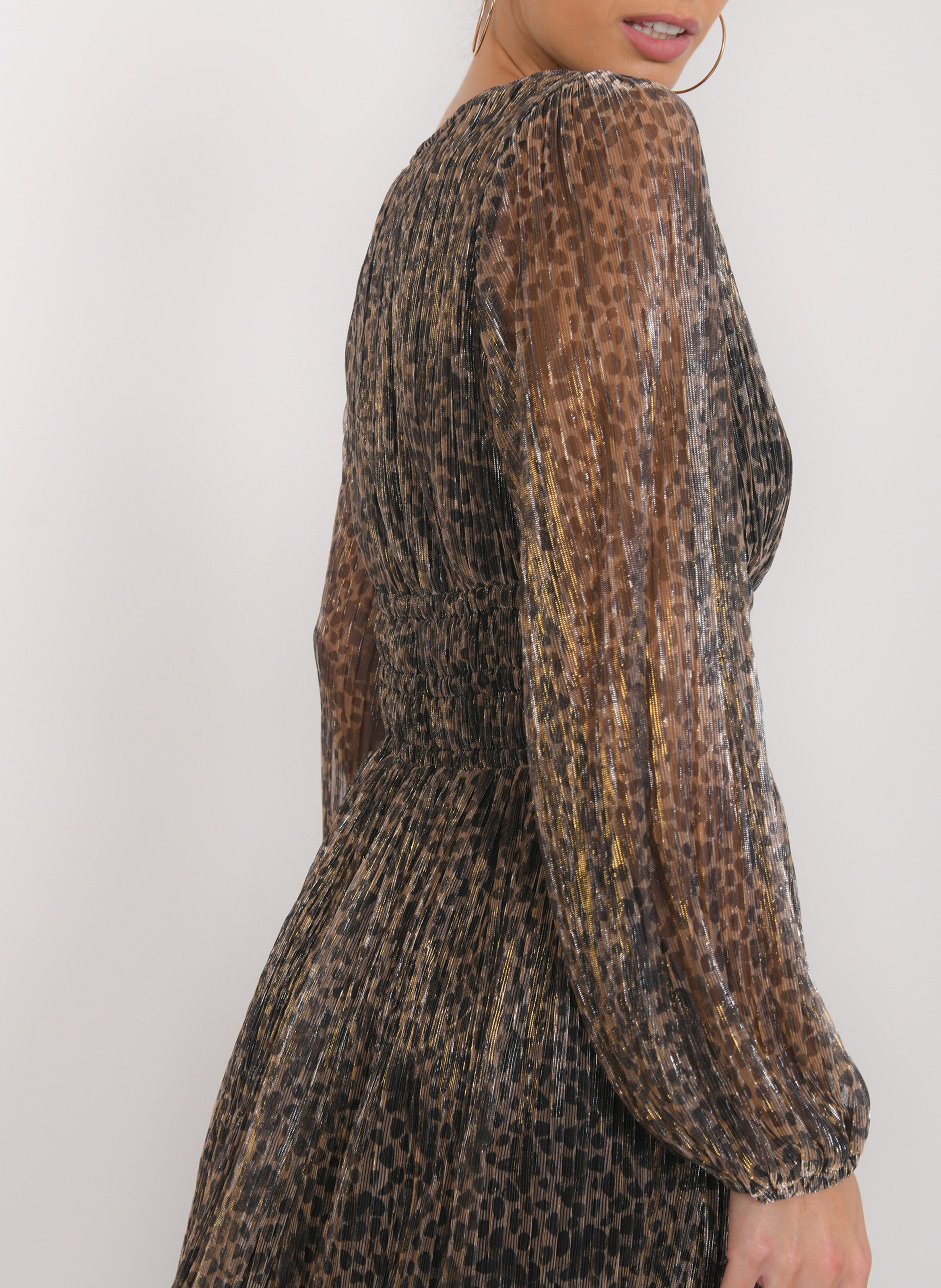 Halflange jurk met V-hals en print KOOKAI Zwart