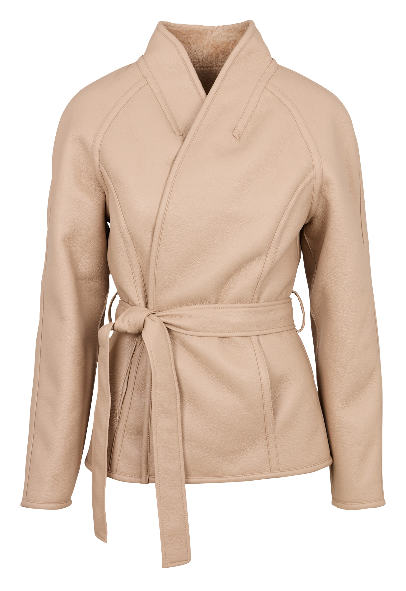 Faux leather V-neck jacket VANESSA BRUNO Brown
