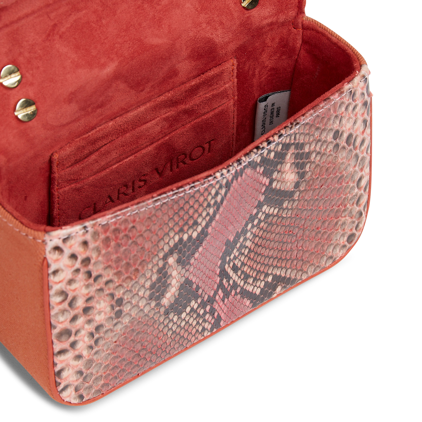 Umhängetasche aus Pythonleder CLARIS VIROT Rosa