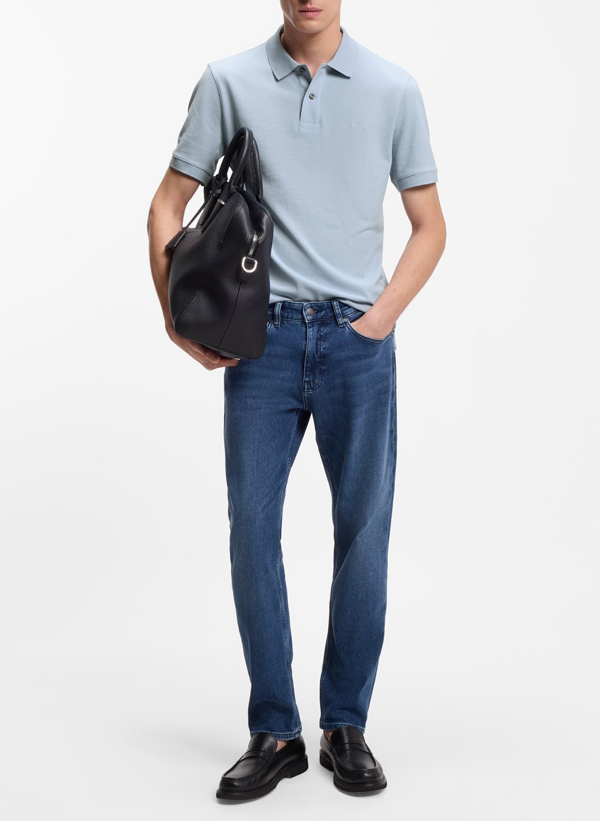 Short-sleeve solid color polo BOSS Blue