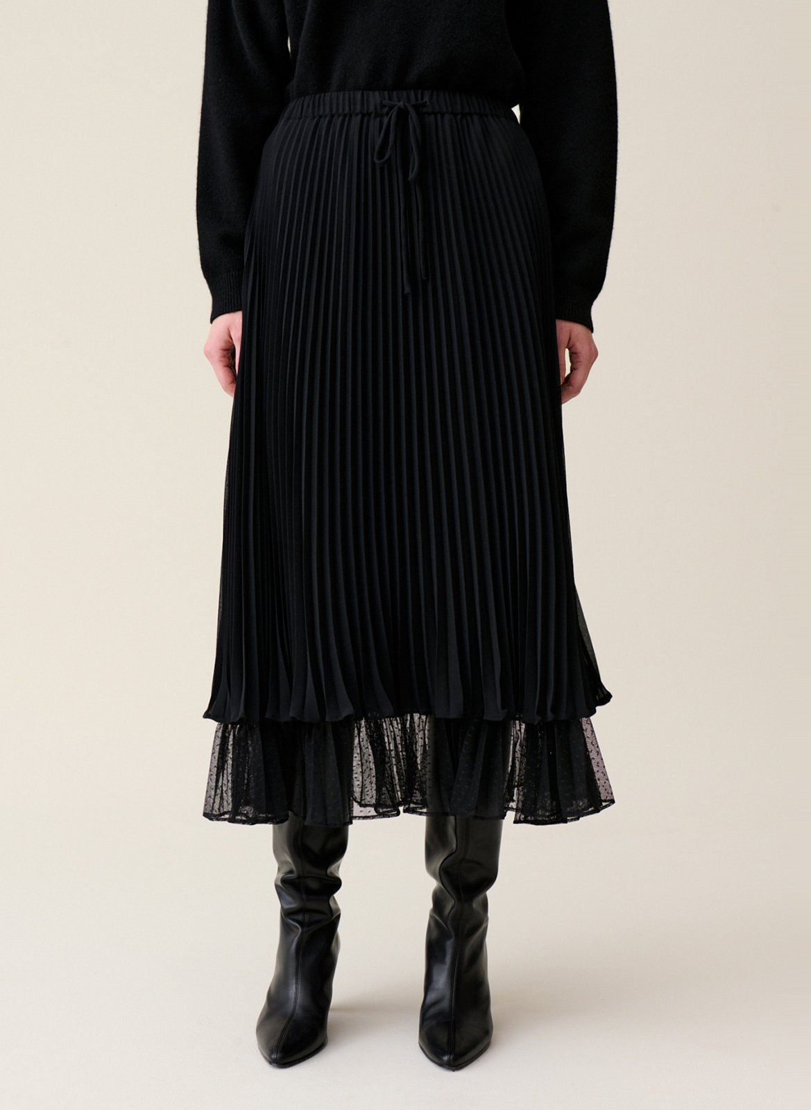 Jupe midi fluide plissée  CLAUDIE PIERLOT Noir