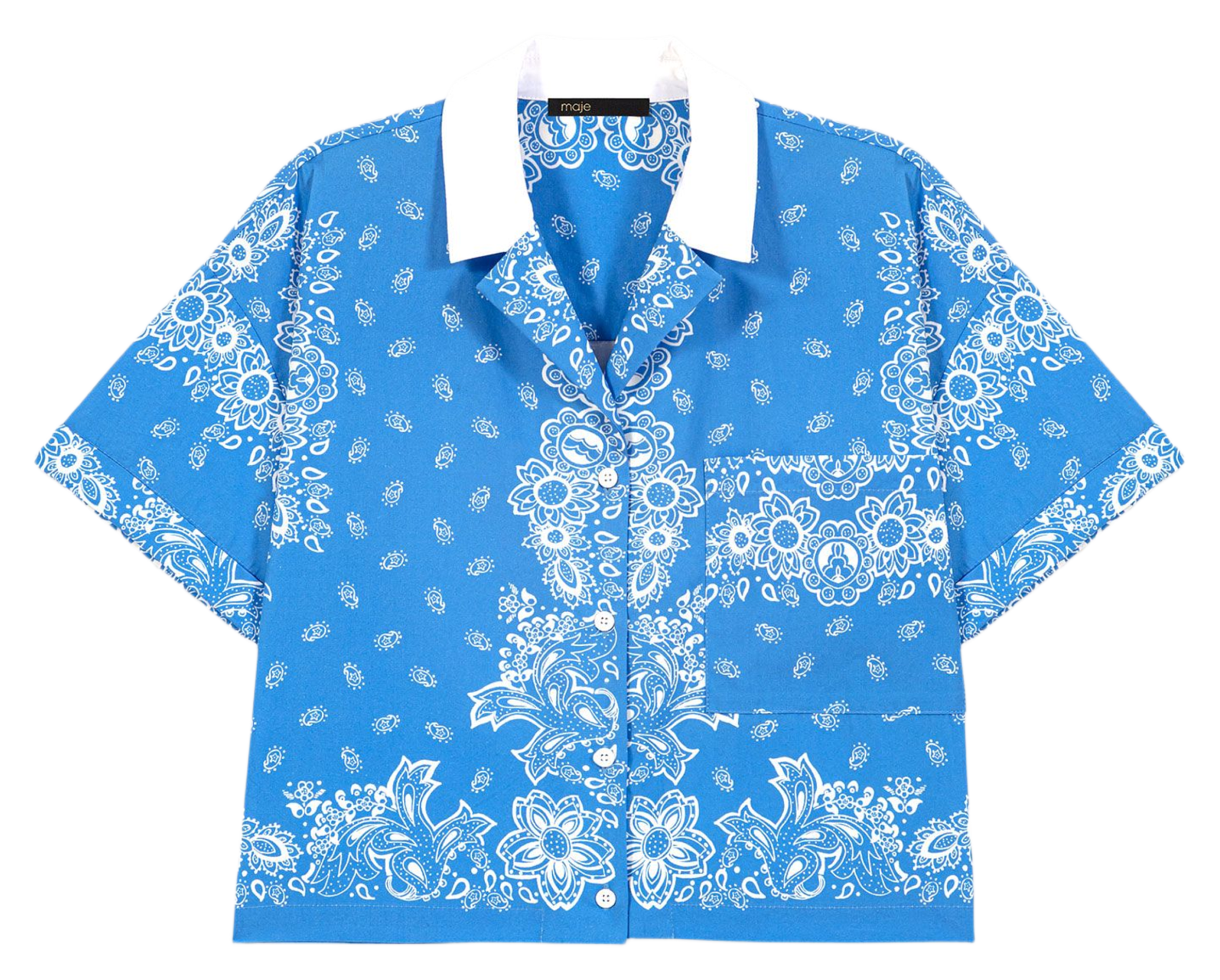 Chemise manches courtes imprimée MAJE Bleu