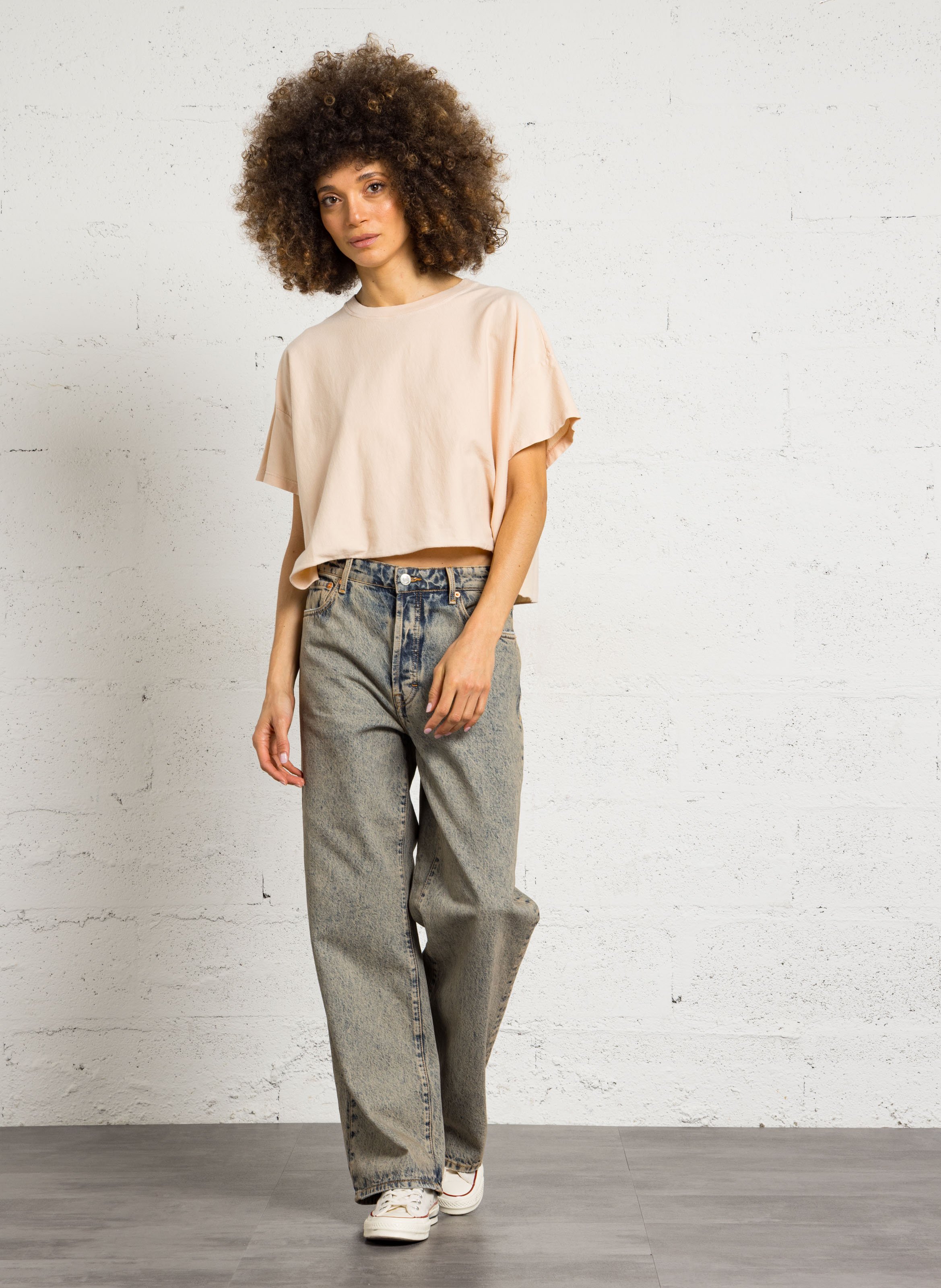 Short oversized plain cotton T-shirt BELLEROSE Beige