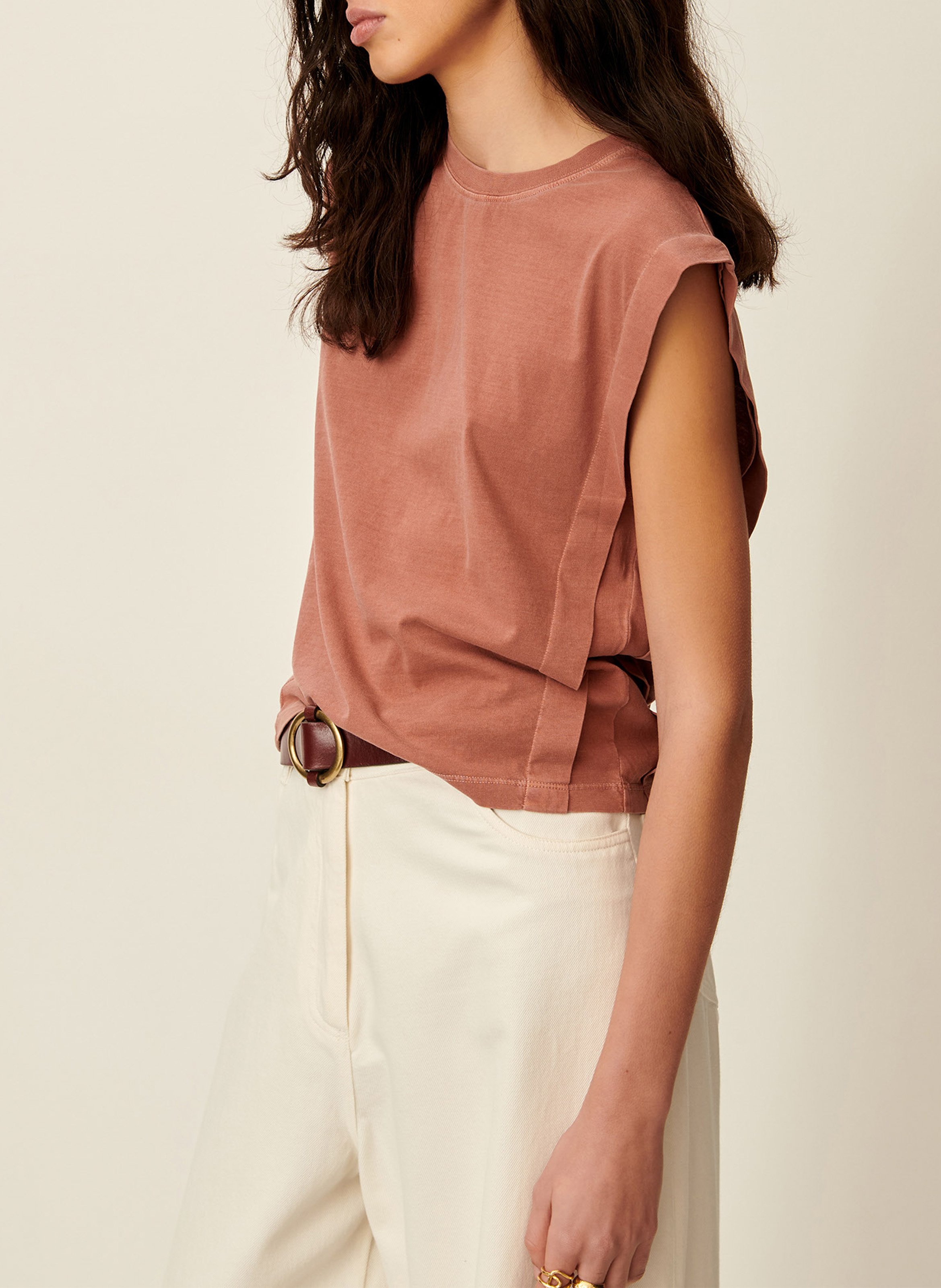 Tee-shirt col rond en coton SESSUN Marron