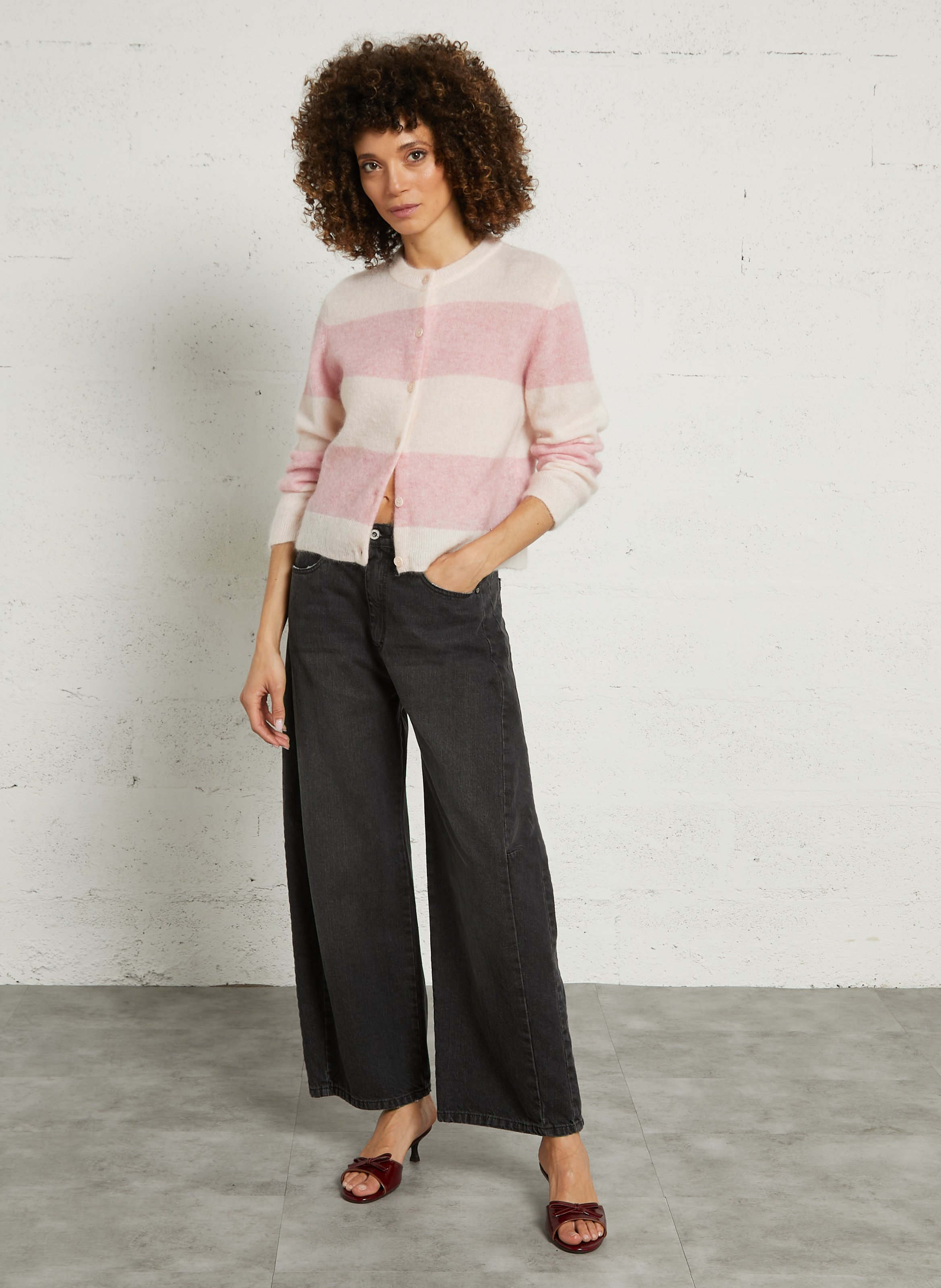 Jean large taille haute en coton PLEASE Noir