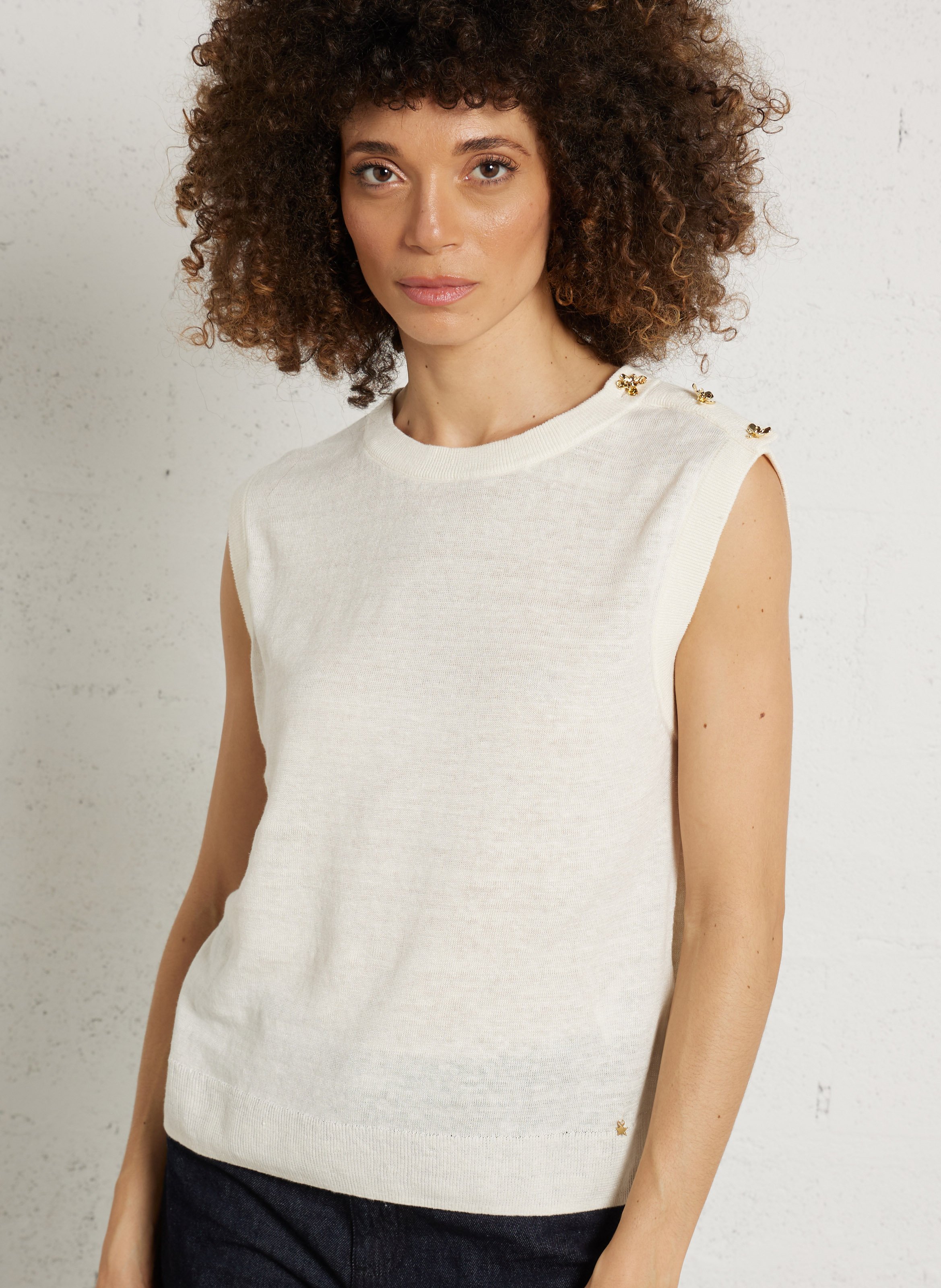 Oversized round neck linen sweater DES PETITS HAUTS