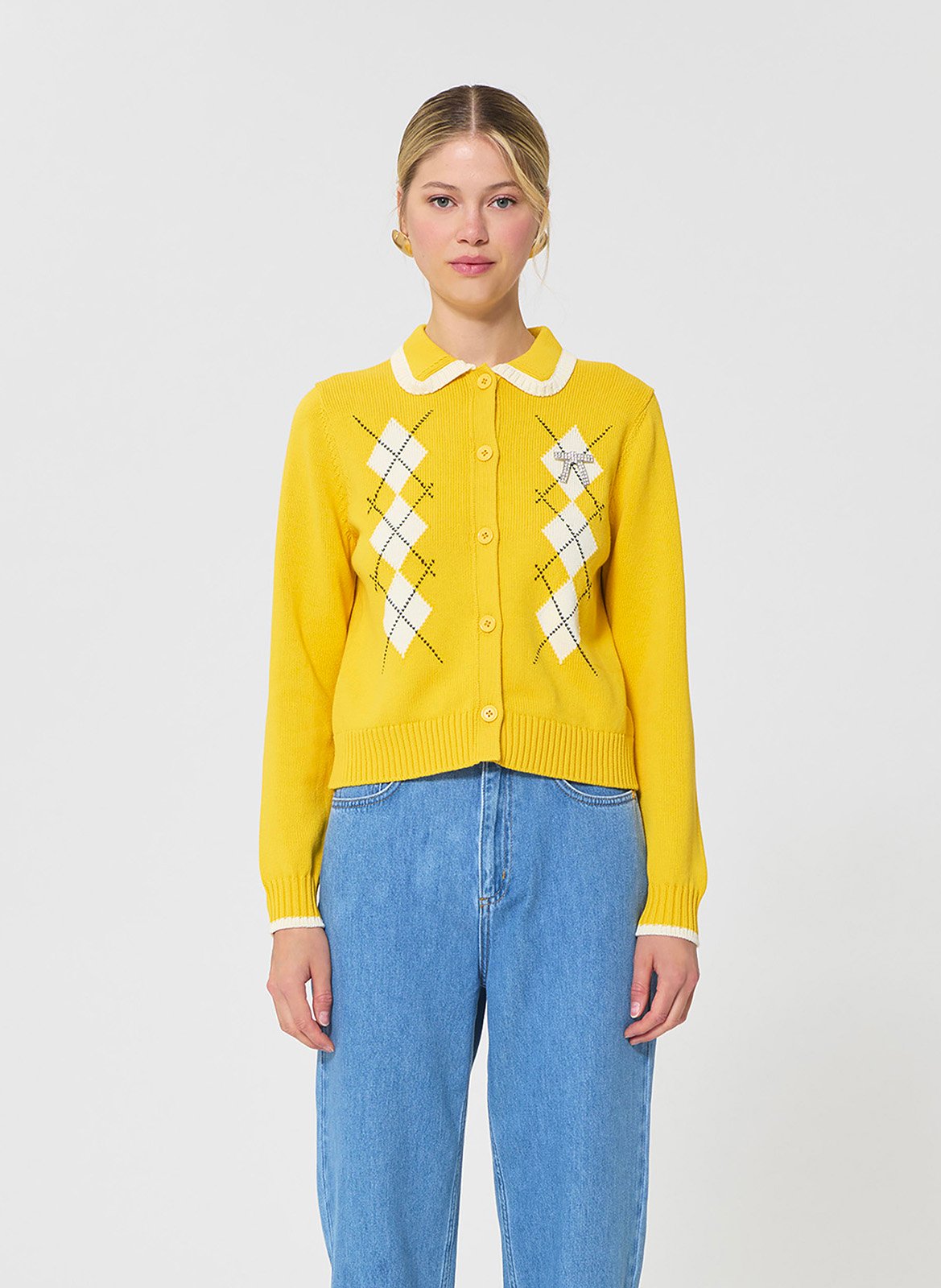 Herren Baumwollweste mit klassischem Kragen TARA JARMON Gelb