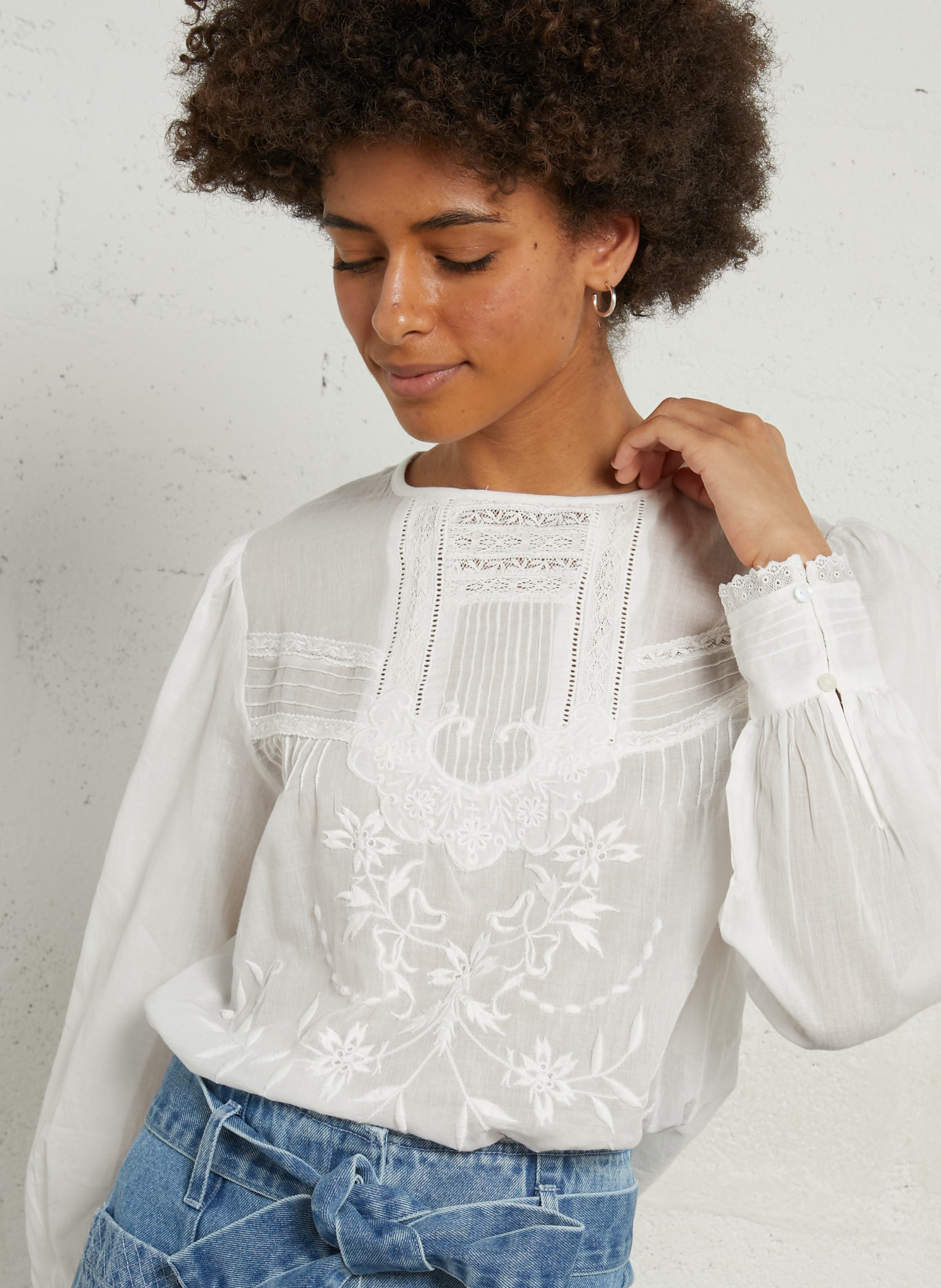 Katoenen blouse met borduursel LOUISE MISHA Wit