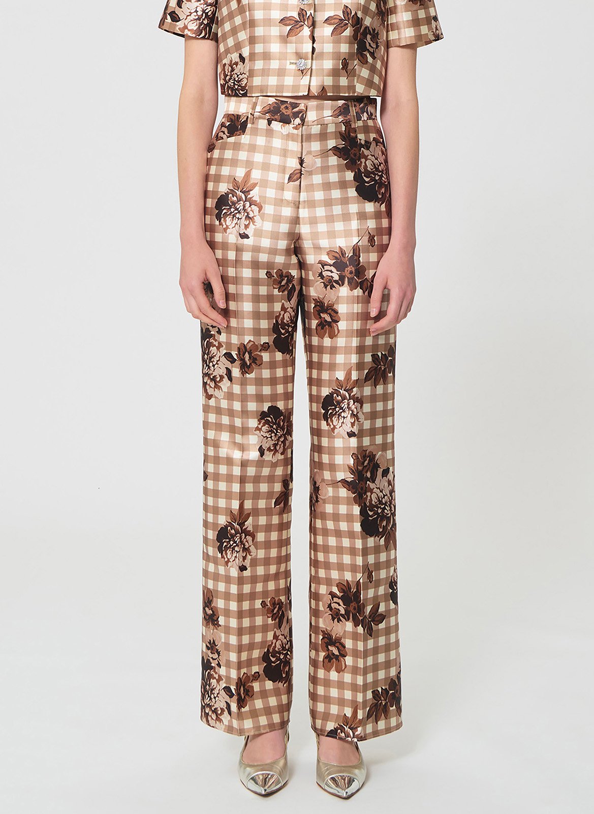 Straight printed pants TARA JARMON Beige