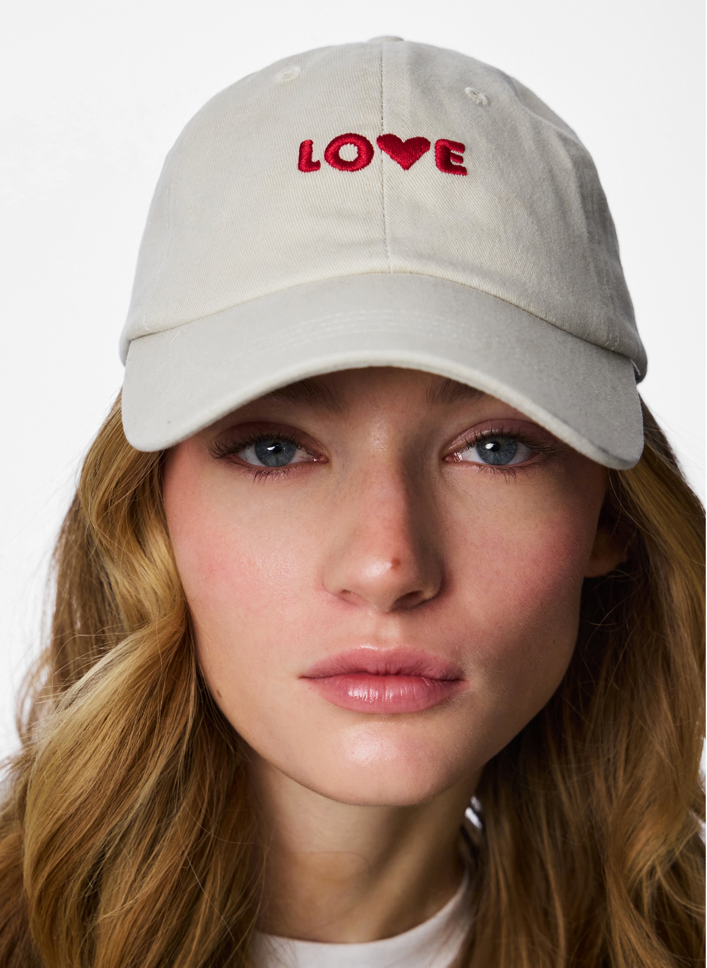 Casquette en coton mélangé brodé PIECES Gris