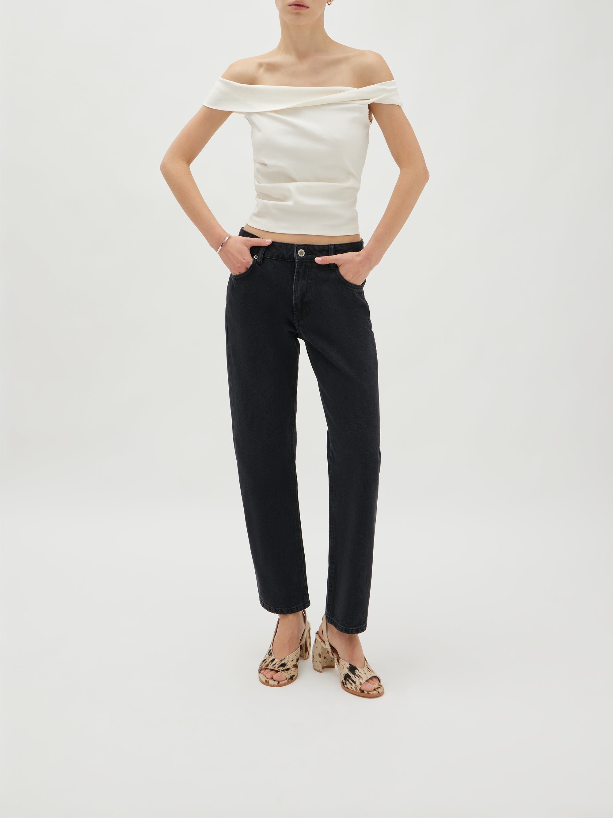 Cow print calf hair ankle strap sandals with demi-lune heel VANESSA WU Multicolored