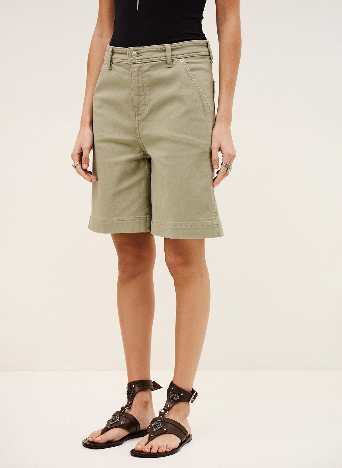 Bermuda en coton mélangé BA&SH Kaki