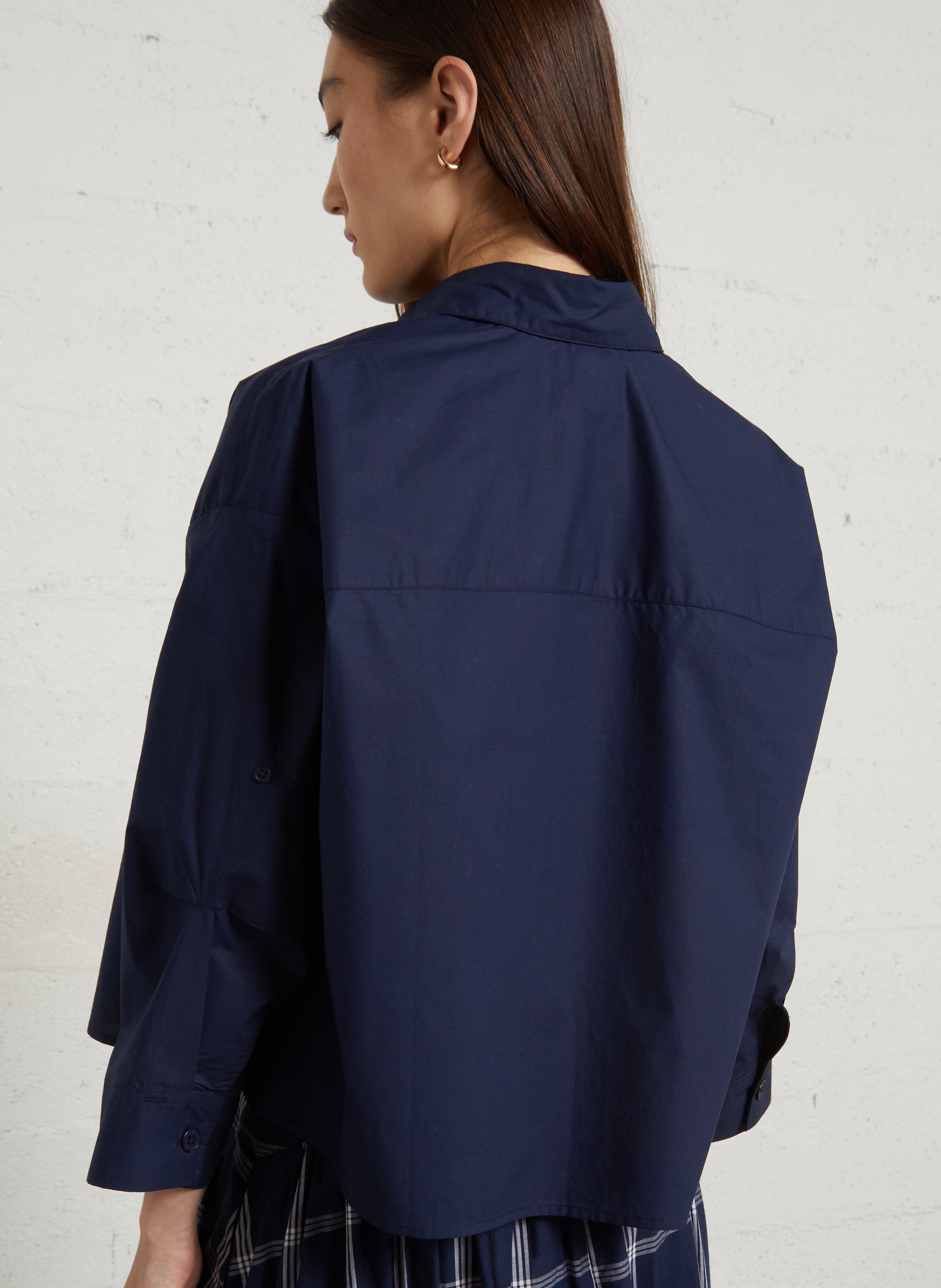 Weite Karobluse aus Baumwolle RAE ANTWERP Blau