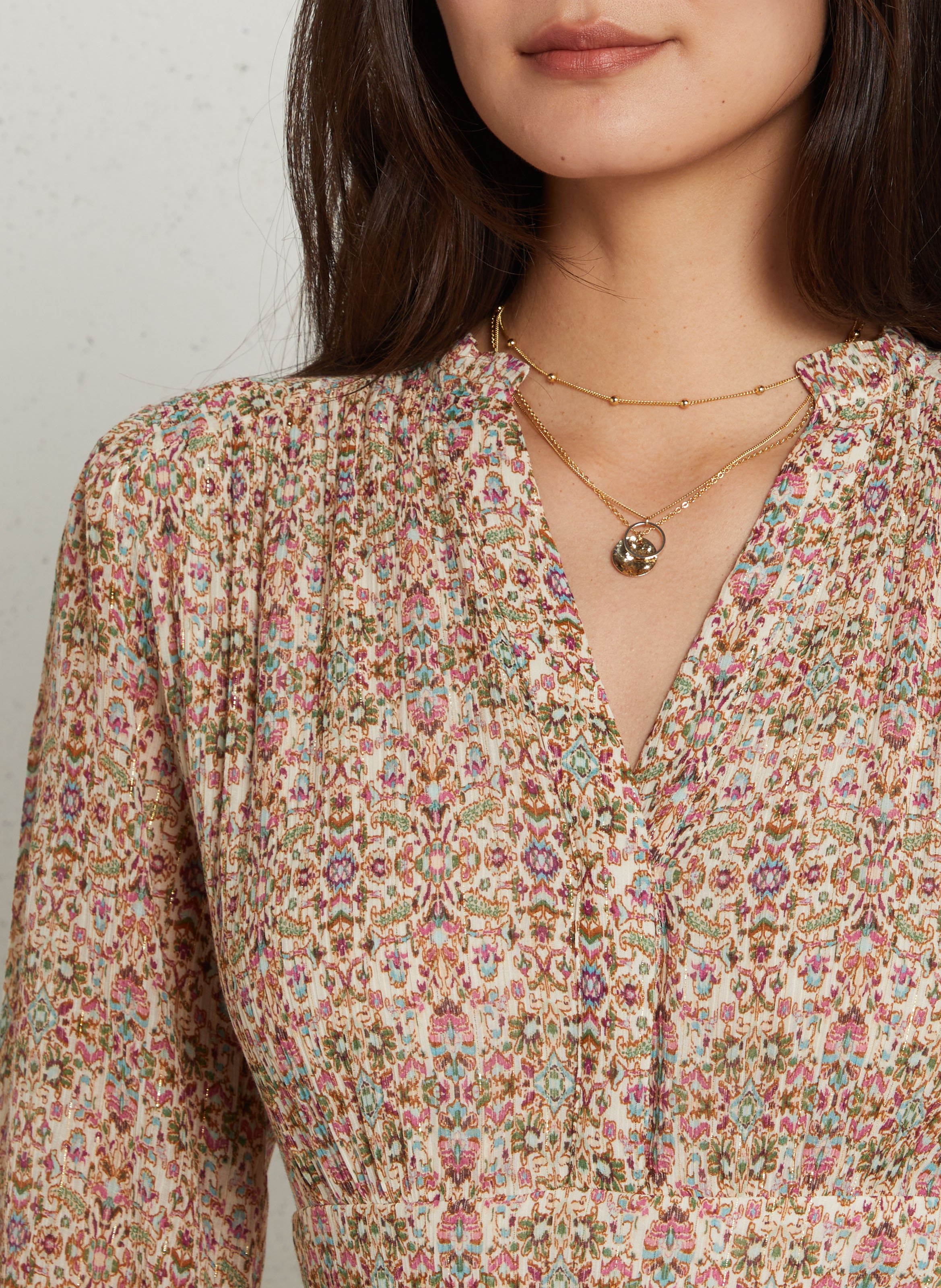 Halflange jurk met print MAISON 123 Beige