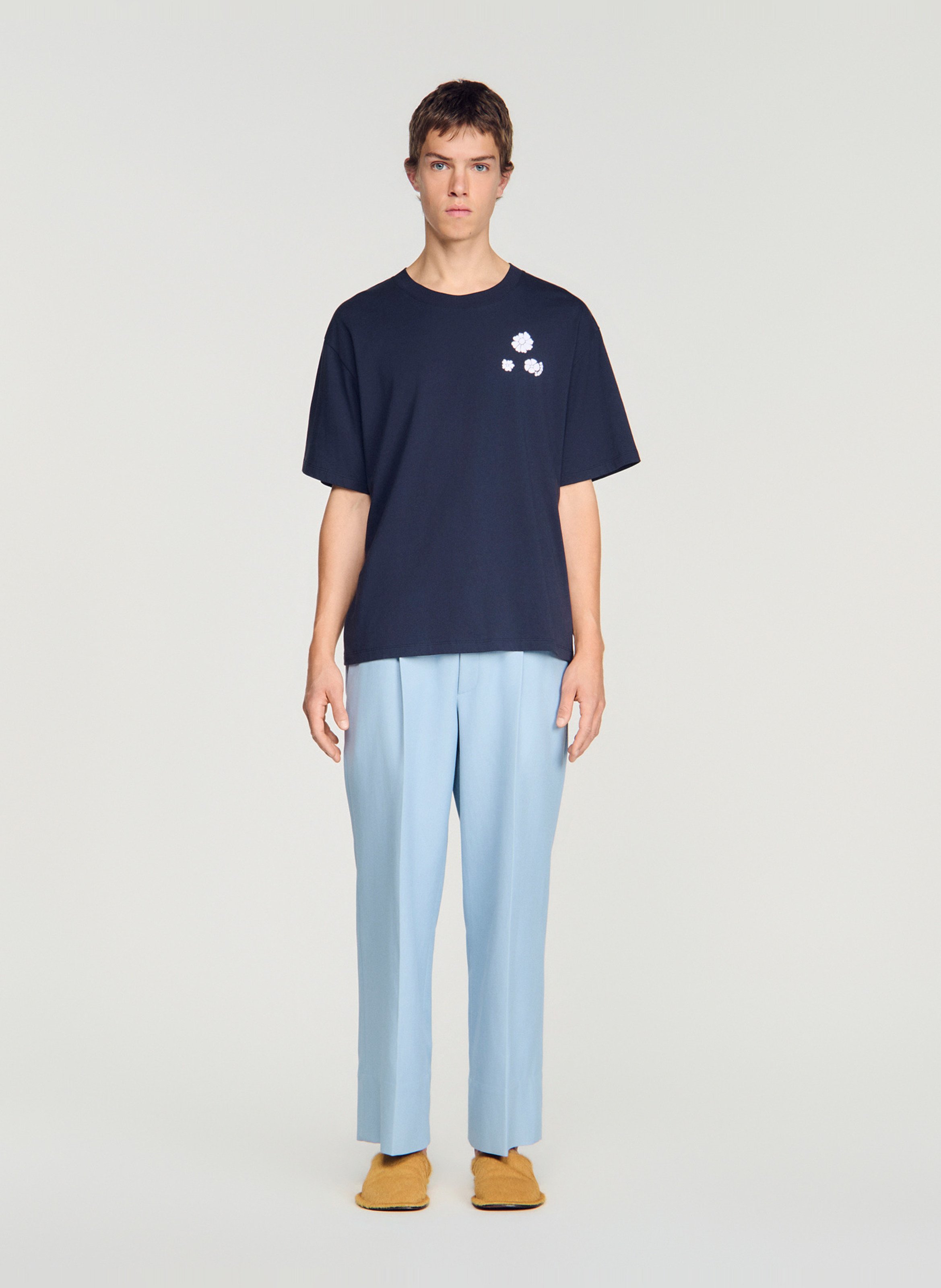 Oversized T-shirt with front print SANDRO Blue