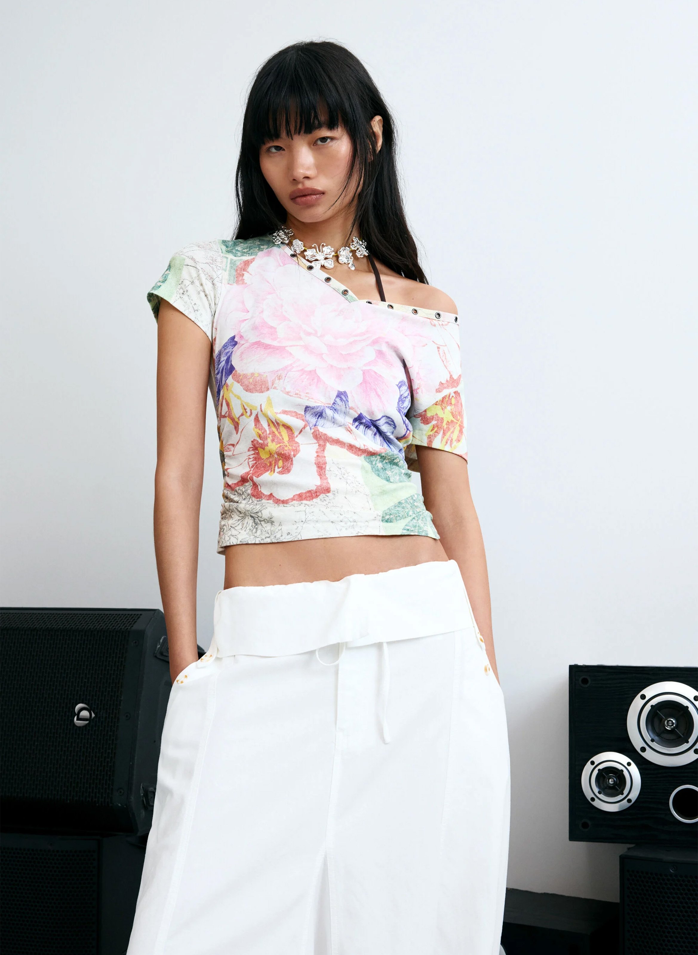 Pantalon ballon en coton mélangé DESIGUAL Blanc
