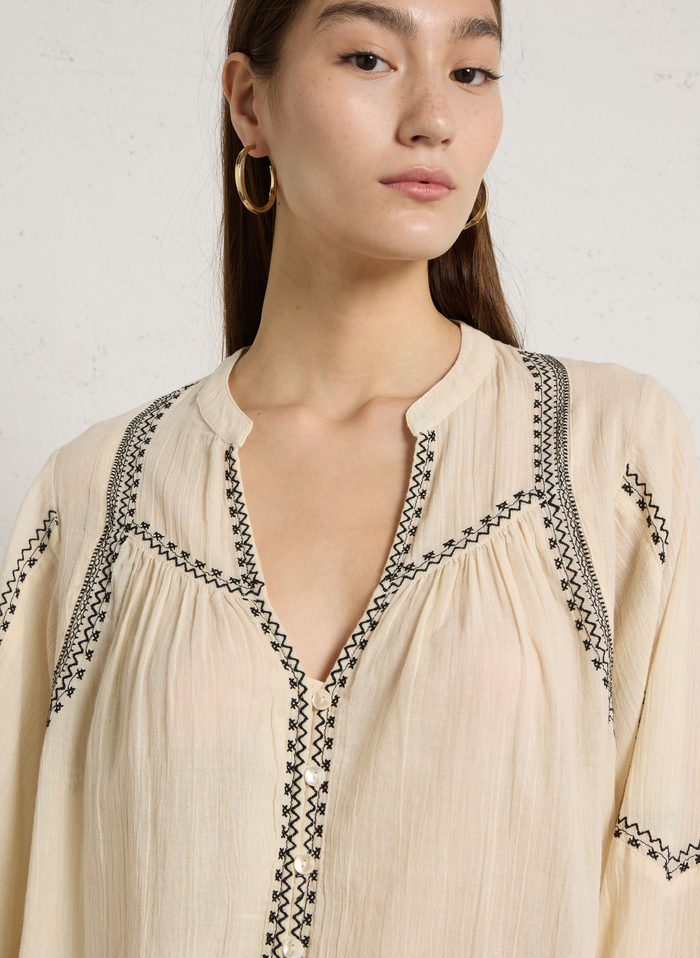 Katoenen blouse met V-hals LA PETITE ETOILE Wit