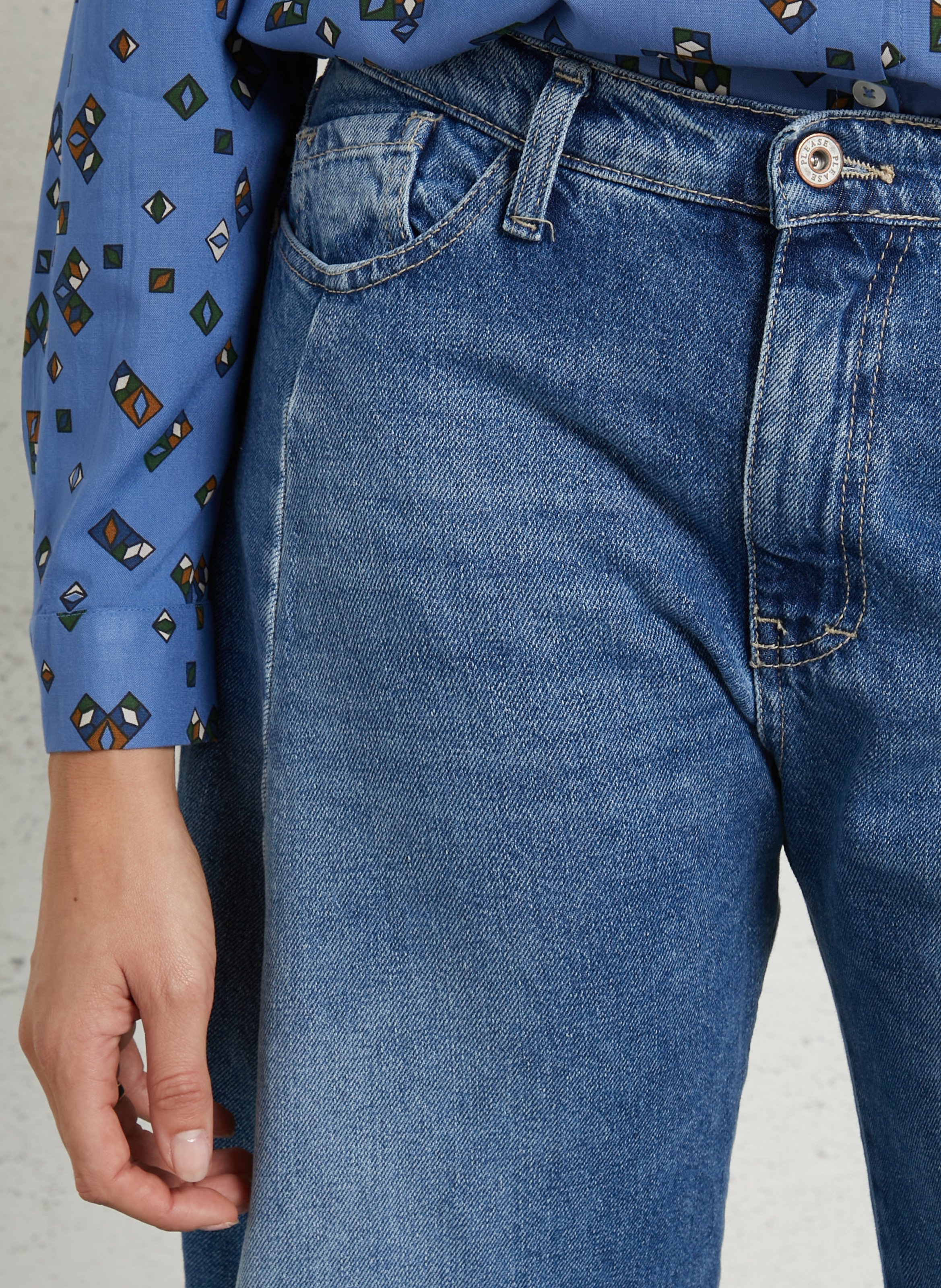 Jean large en coton PLEASE Bleu