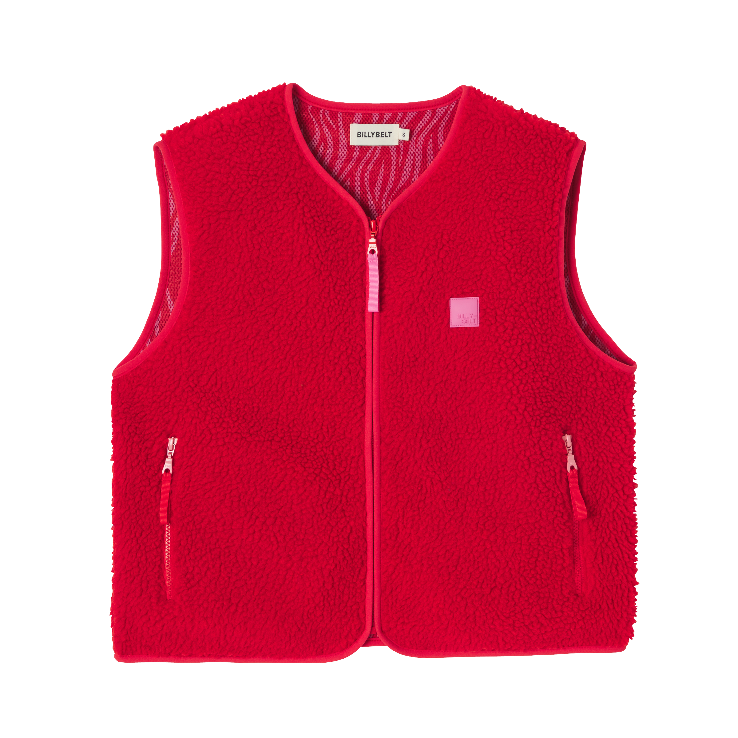 Sleeveless Sherpa Zip-Up Vest BILLYBELT Red