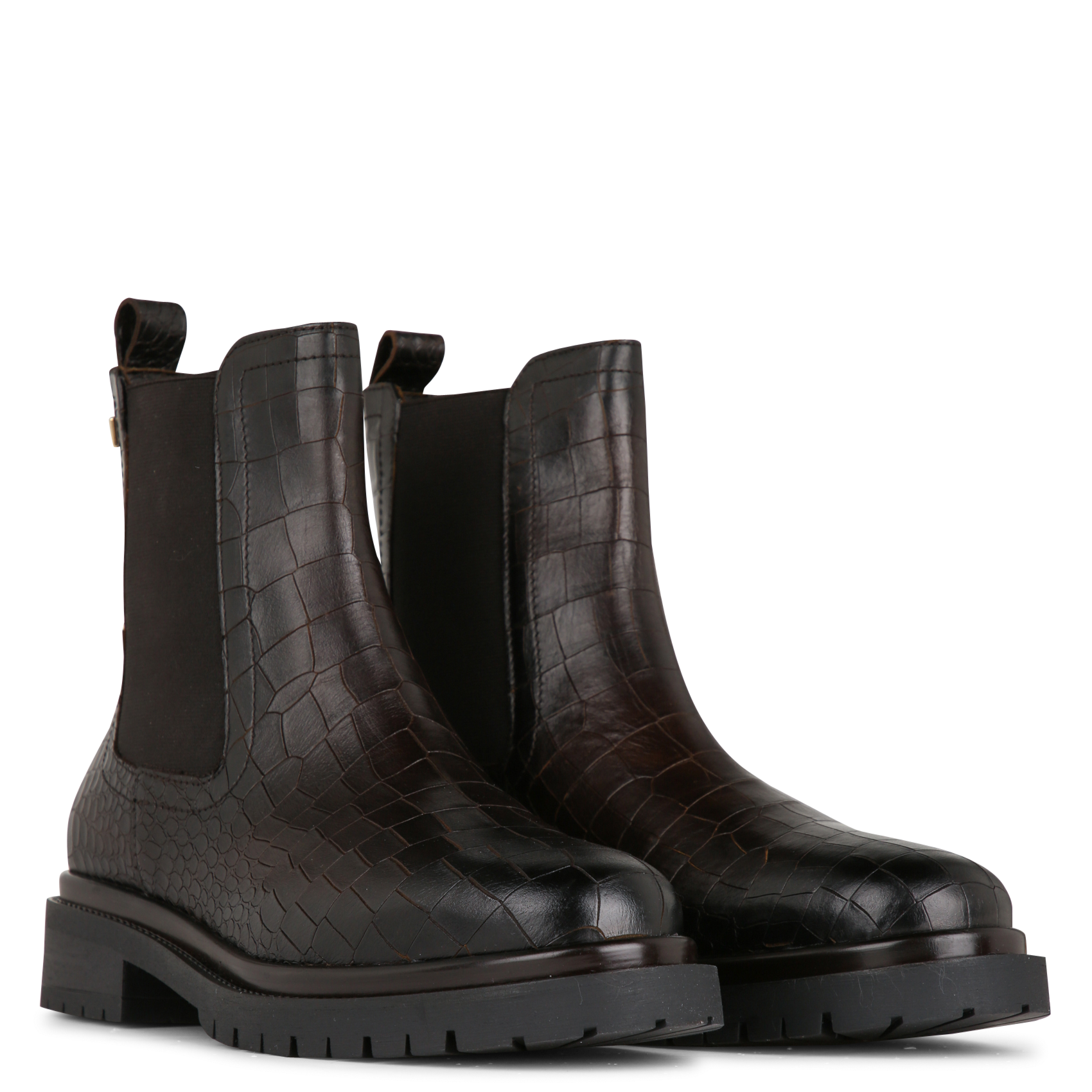 Bottines en cuir embossés croco  JB MARTIN Marron