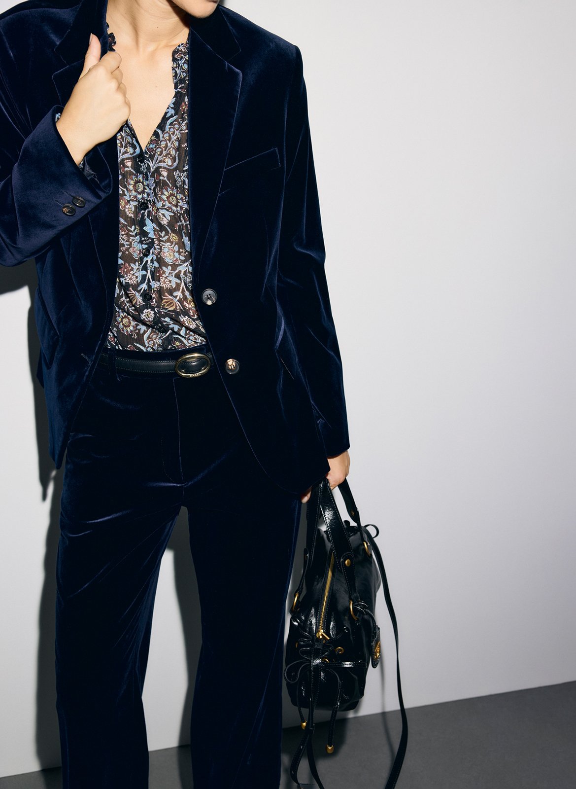 Fitted velvet cotton blend blazer GERARD DAREL Blue