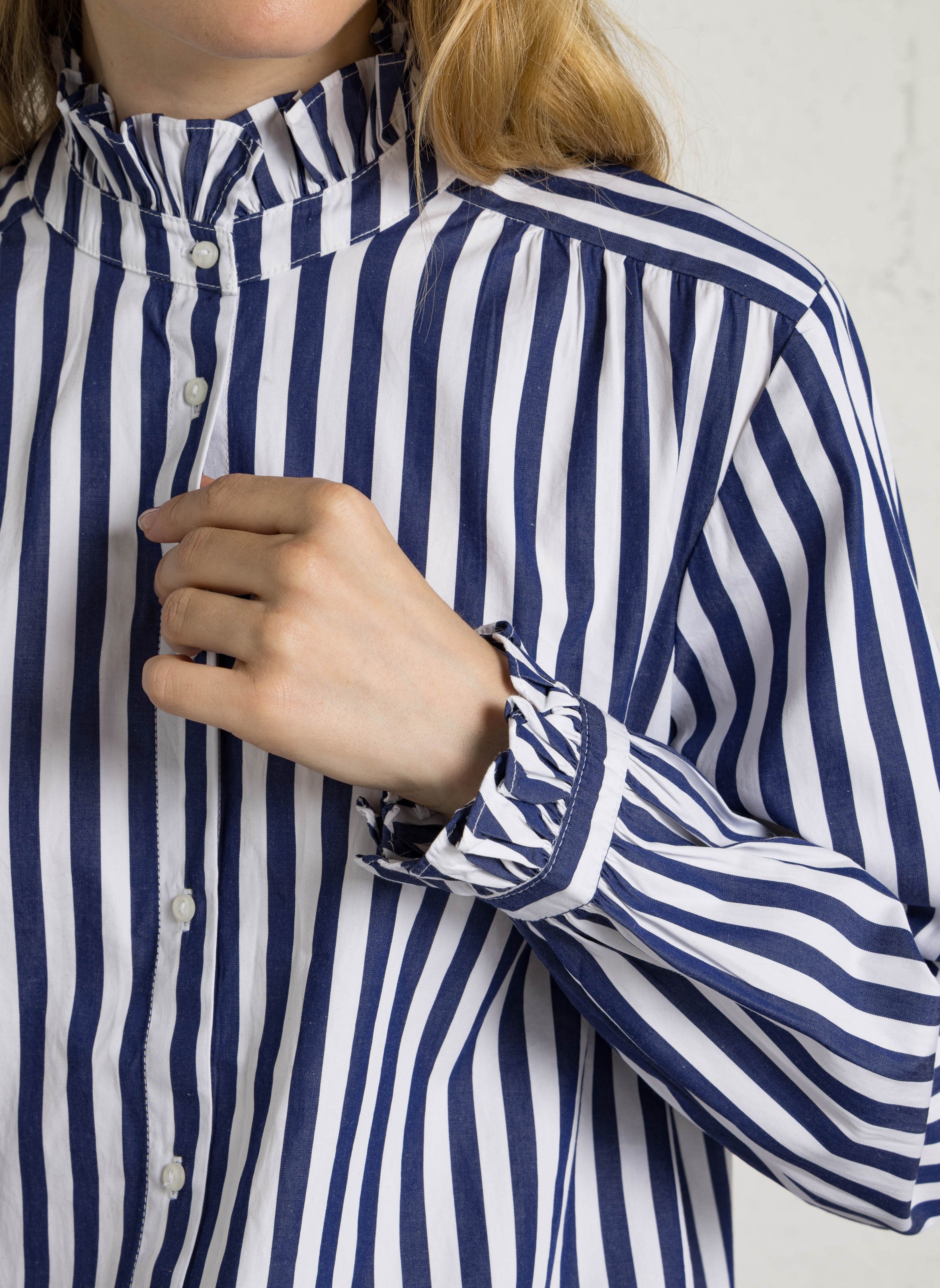 Chemise droit à rayures en coton SUD EXPRESS Bleu