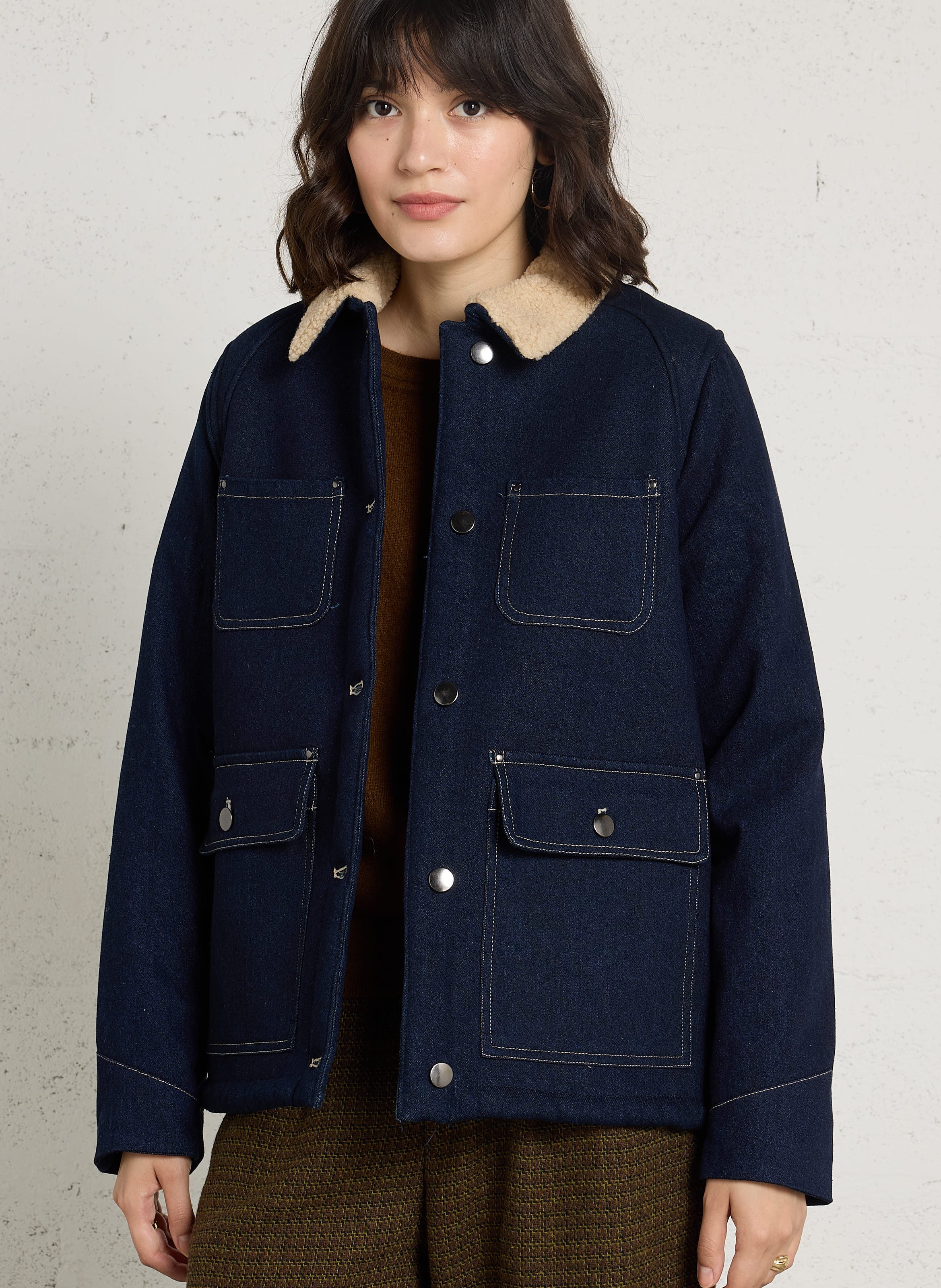 Veste denim droit col classique en coton SUD EXPRESS Bleu