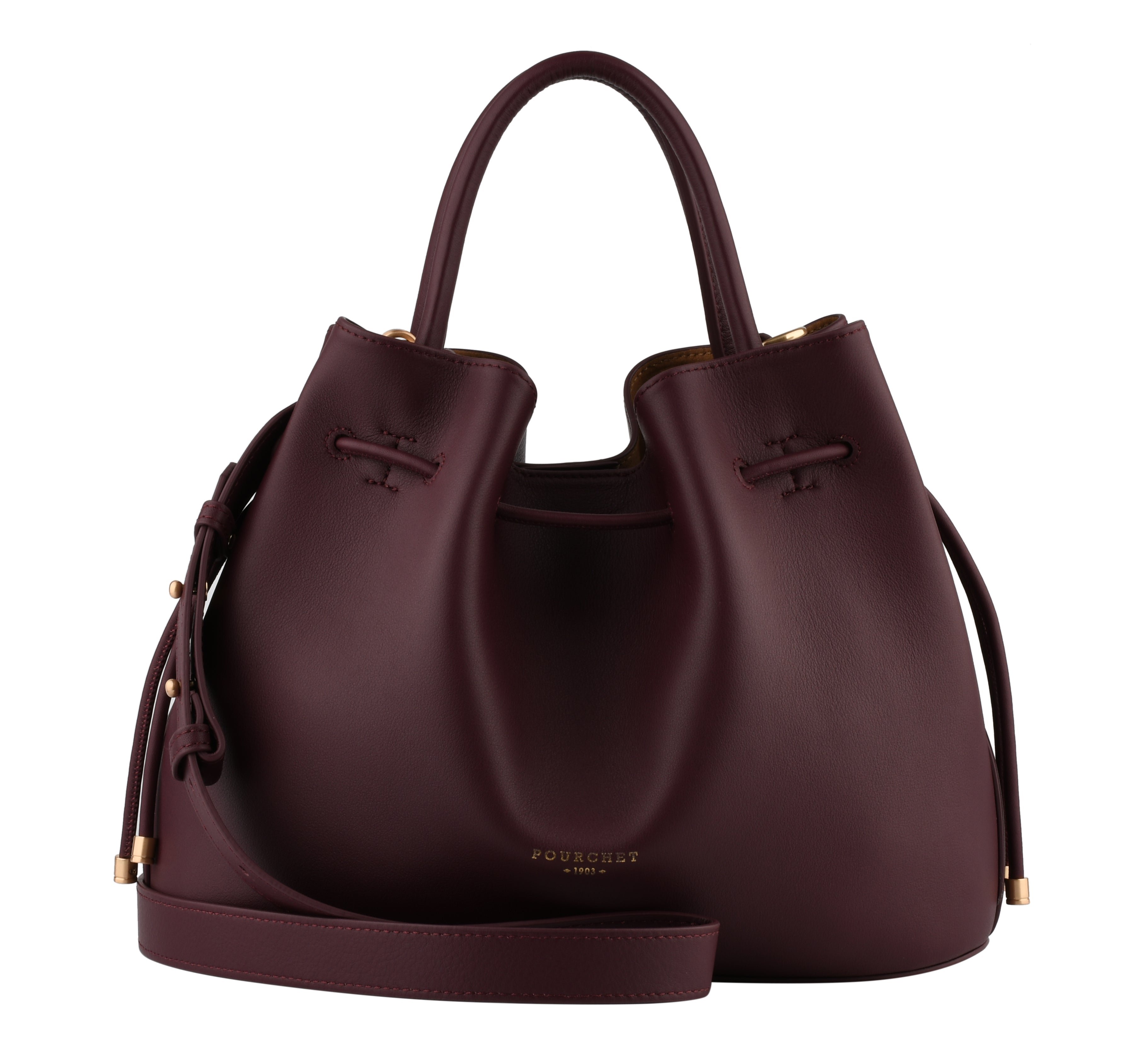 Calfskin leather handbag POURCHET Red