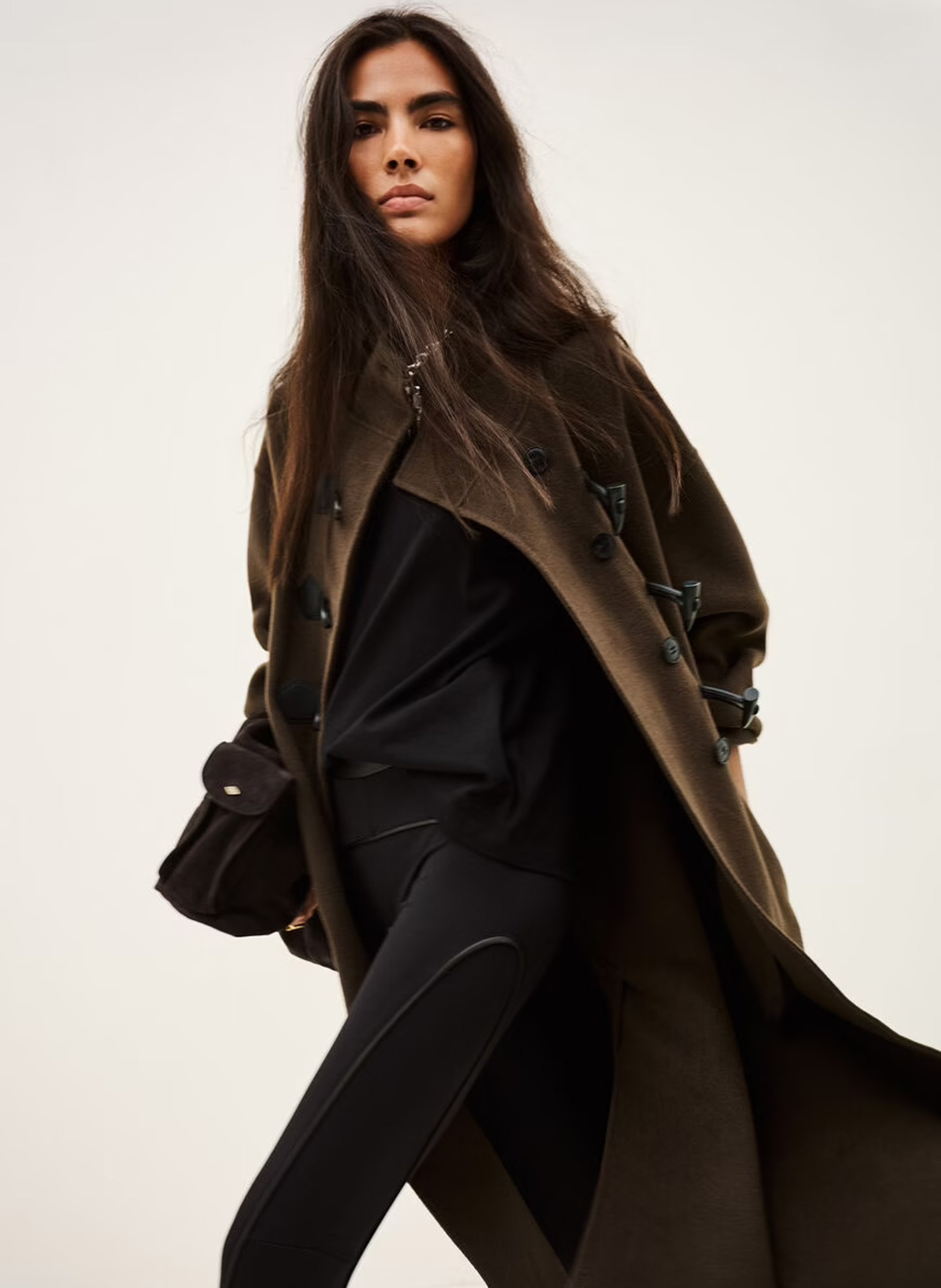 Manteau col montant en laine mélangée BA&SH Kaki
